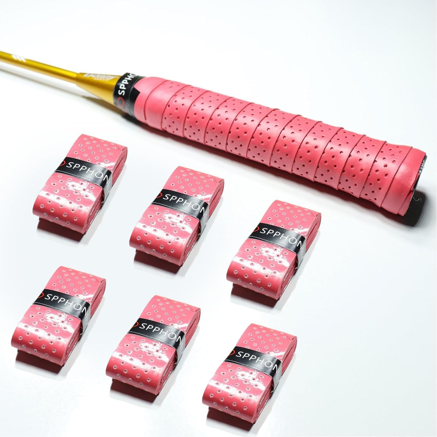 6-Pack Tennis Racket Grip Tape (6 Grips) Sweat-Absorbing Handle Grip for Tennis, Badminton, Squash, Golf, Fishing, and Pickleball Overgrip image number 1