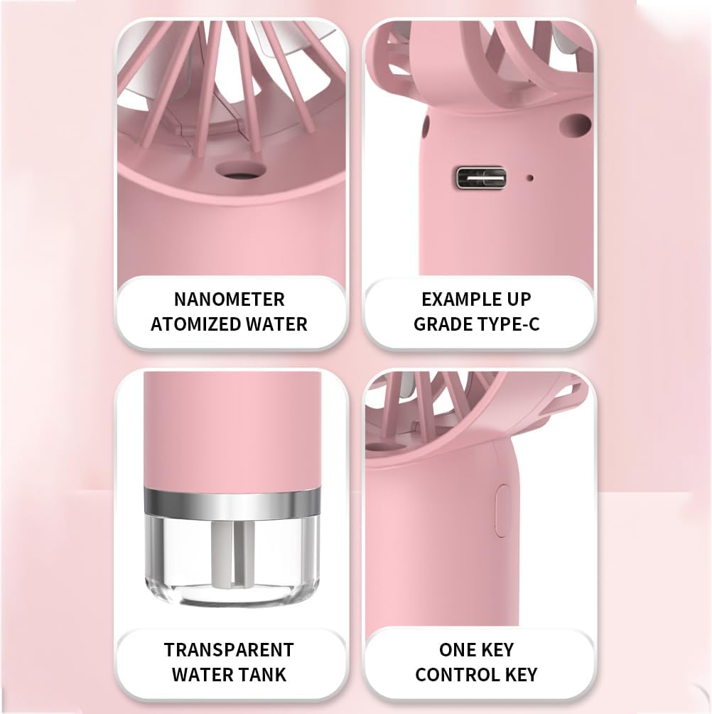 Misting Fan Portable, Handheld Personal Mister Fan, Small Fan Rechargeable, Mini Spray Water Mist Fan, Kids Women Portable Fan for Travel, Outdoors, Hiking, Camping Home Office (Yellow) image number 5