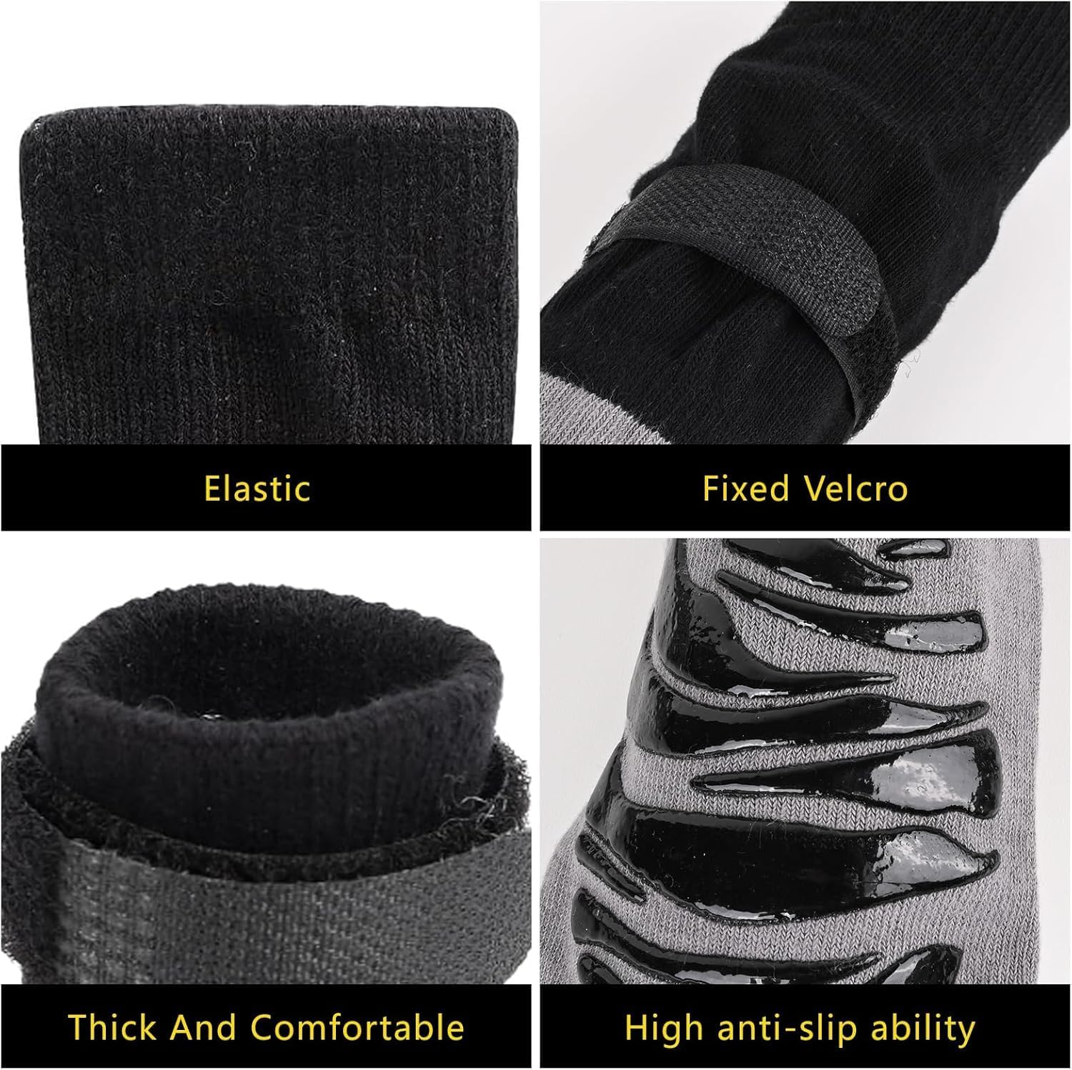 Anti Slip Dog Grip Sock with Adjustable Strap, 4Pcs Anti-Slip Dog Socks,Anti-Slip Dog Sock Dog Paw Protector Grip Sock,Non Slip Dog Sock anti Slip Paw Protectors Dog Sock,Anti Slip Dog Sock,M Size - Black, M Size image number 6