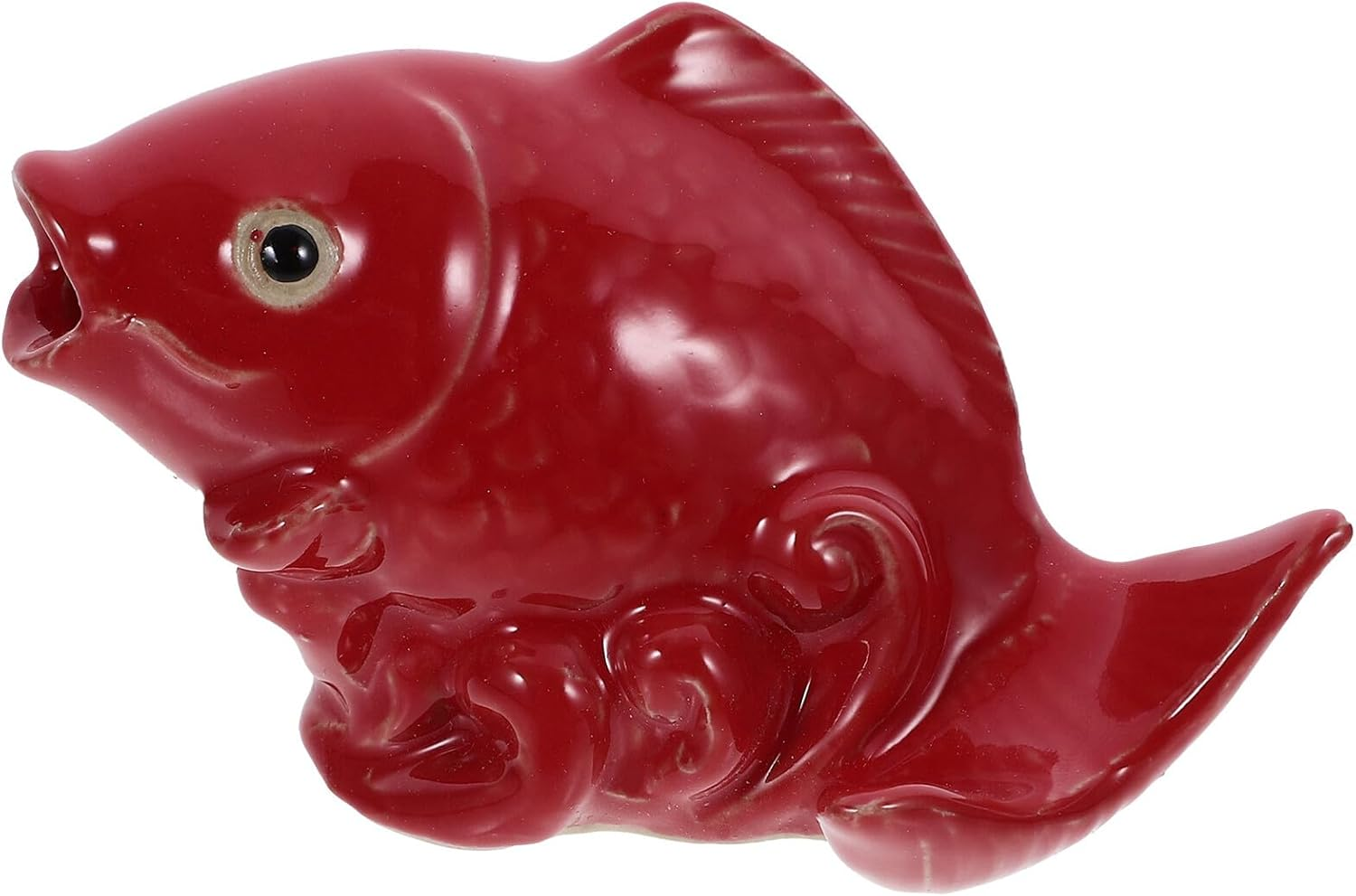 Polished Ceramic Carp Fountain Spray Nozzle Garden Accessory Unique Fish-Shaped Lawn Ornament for Outdoor Patio Courtyard Decoration image number 5