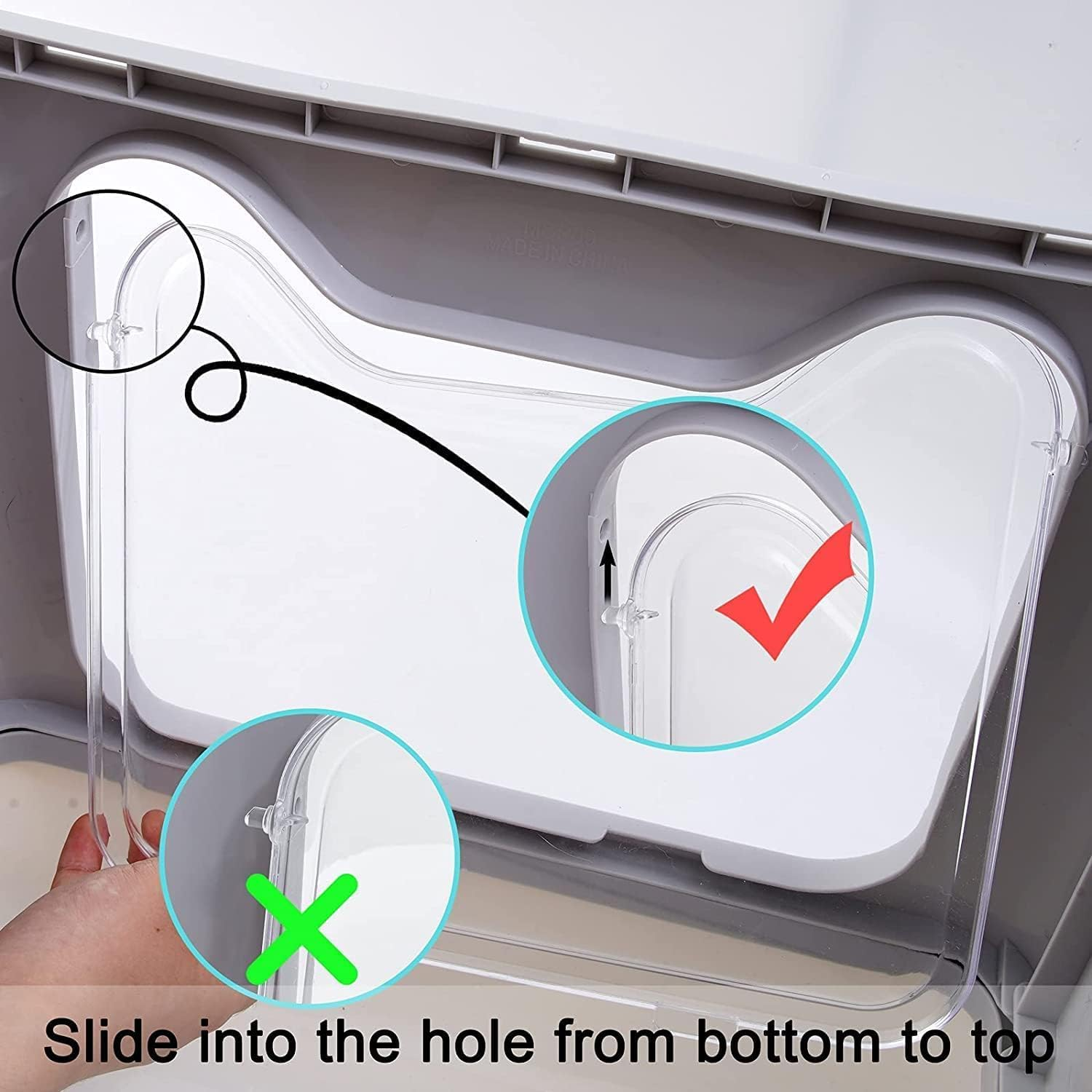 Boutsady Large Foldable Cat Litter Box with Lid - Top Entry Kitty Litter Tray, Anti-Splash Portable Kitty Potty for Cats, Includes Litter Scoop (Grey, One Size) image number 3