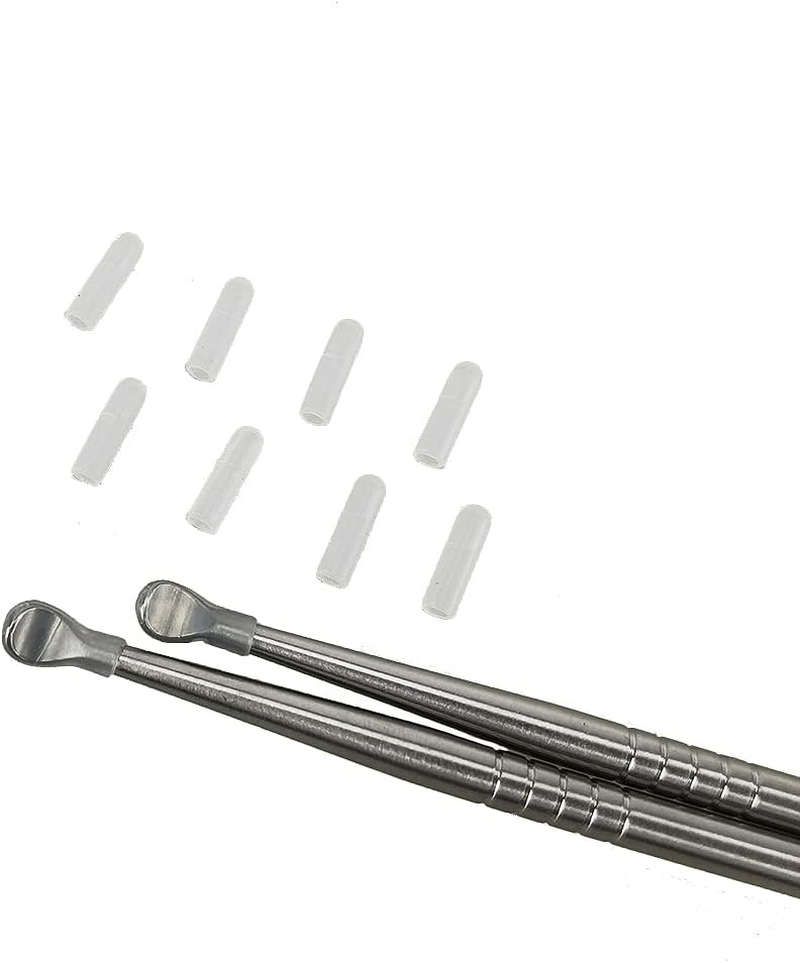 Airgoesin 2Pcs 7" Long Stainless Steel Oral Care Pick Remover Premium Tool for Oral Throat Cleaner to Get Rid of Bad Breath with 10 Silicone Caps for Breath Freshening Oral Hygiene image number 4