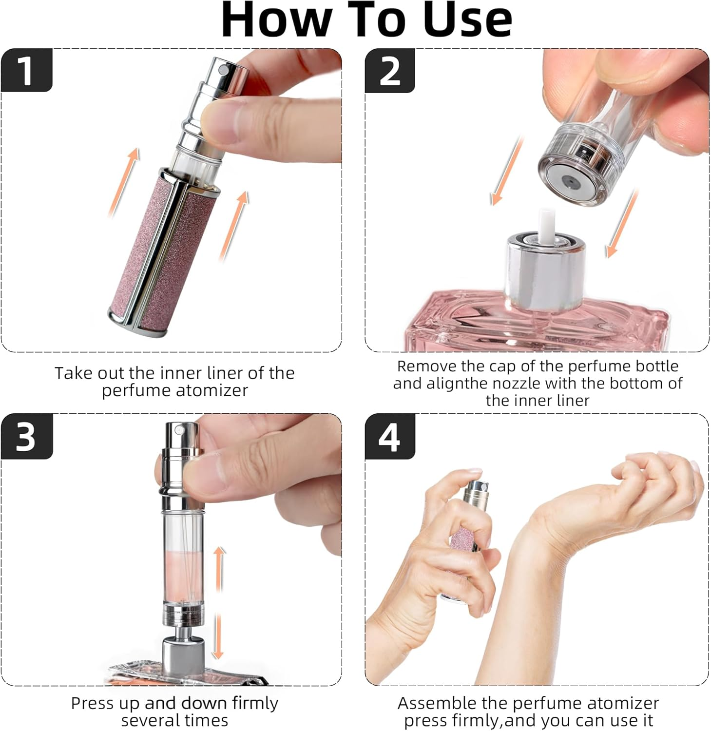 Muilsae AE00GD Sparkling Travel Perfume Bottle, 5Ml Mini Perfume Atomizer Sprayer, Glitter Diamond Pump Fill Perfume Bottle for Traveling, Vacation & Bussiness (Sparkling Gold) - Sparkling Blue 5Ml image number 3