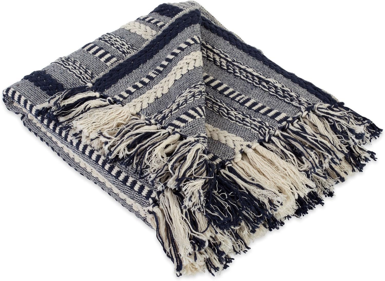 DII Braided Striped Throw, 50X60, Stone