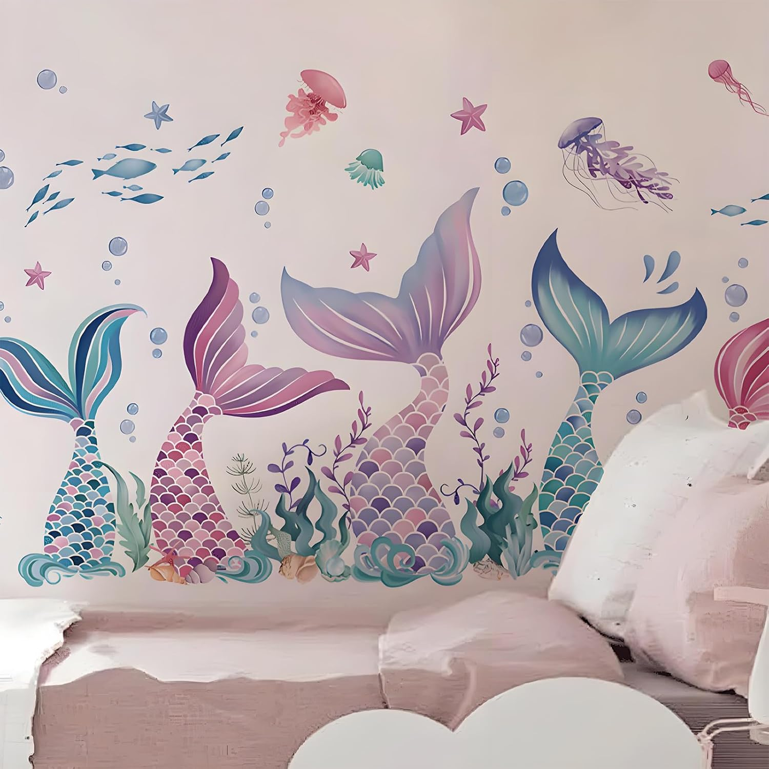 Mermaid Tail - Undersea Ocean Themed Wall Sticker for Girls Bedroom Kids Room Bathroom Daycare Room Nursery Room Decor image number 6