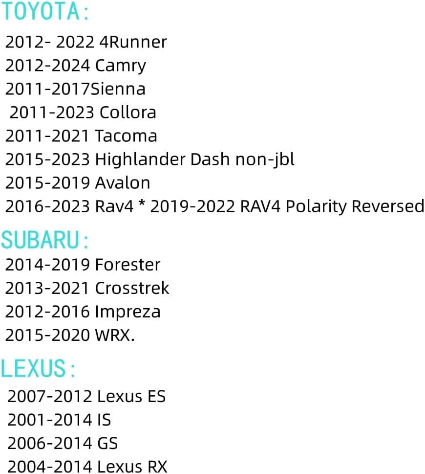 Car Front Dash Tweeter Speaker Wiring Harness Replacement for 2008-2020 Toyota Camry 4Runner RAV4 Highlander Scion,Subaru Forester/Impreza 2010-2019,72-8110 Applicable for Non JBL Audio System image number 1