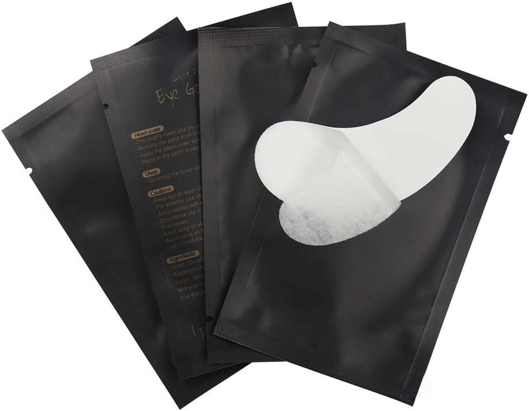 100 Pairs Eye Gel Pads, Lint Free under Eye Patches for Eyelash Extensions, Premium Eye Mask Beauty Tool Kit, Black-1