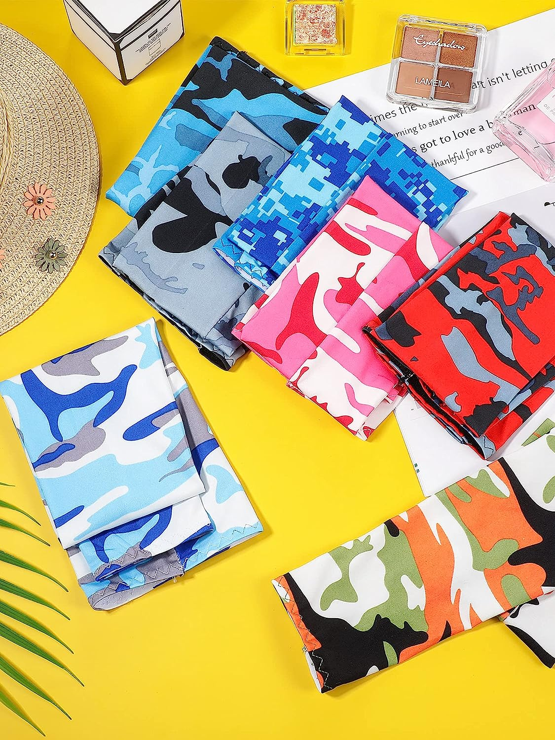 Geyoga 20 Pairs Sun Protection Arm Sleeves Fingerless Gloves Unisex Arm Covers Ice Silk Cooling Sleeves Protective Non-Slip Arm Sleeves for Outdoor Sports Running Cycling Driving, 20 Colors image number 2