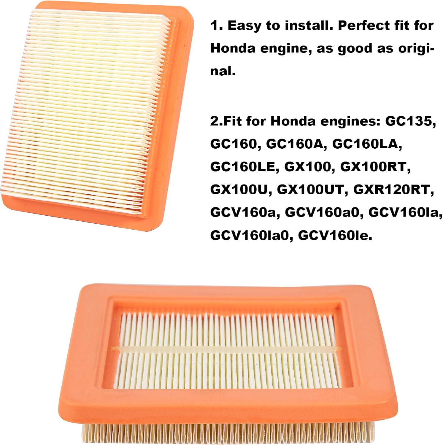 ZLKSKER 17211-Z8B-901 Air Filter Element Compatible with Honda GCV160LA1 HRR216 HRS216 HRN216 HRZ216 GCV190LA HRB217 EB2800I A, Walk behind Mower Air Cleaner, 2Pcs image number 1