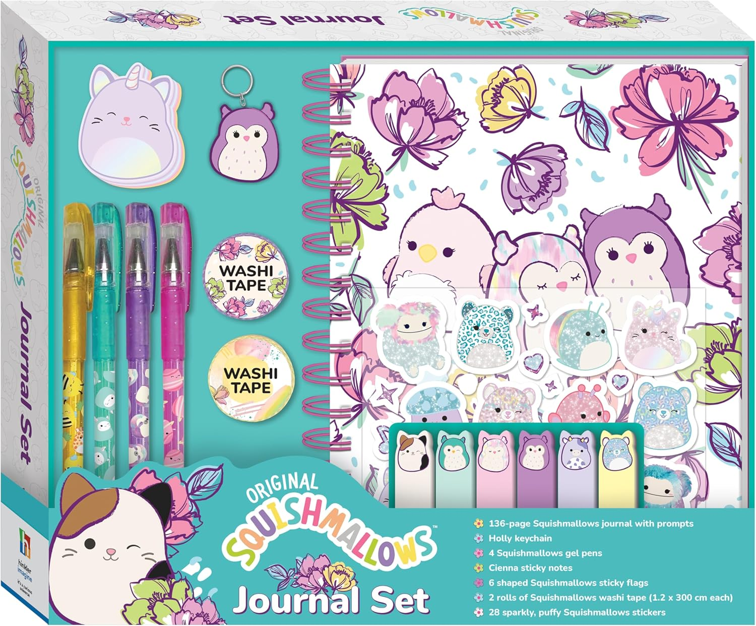 Squishmallows Journal Kit - Fun Journaling Set with Stickers, Keychain, and Washi Tape image number 2