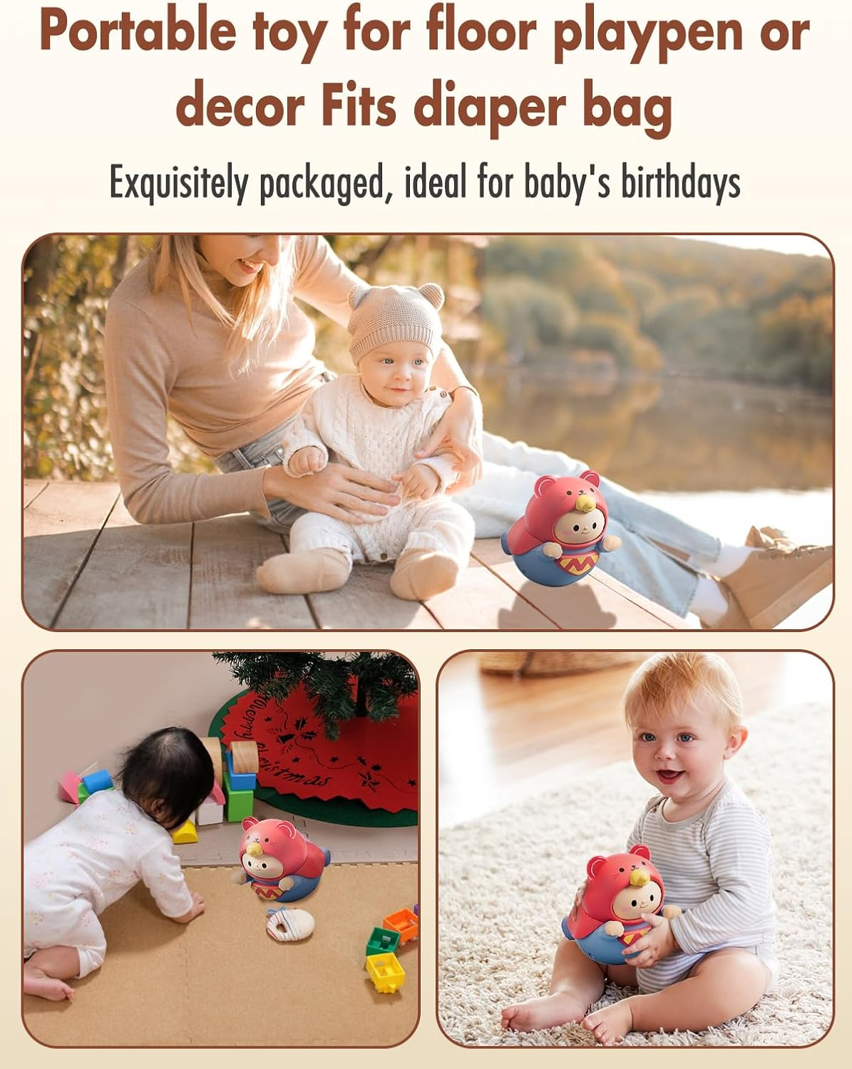 SVIOKODX Baby Roly-Poly Toy,Wobble Toy for Boy Girl,Crawling,Tummy Time,Sensory & Musical,Baby Essentials for Travel, Gifts for 18+ Month Toddler image number 1