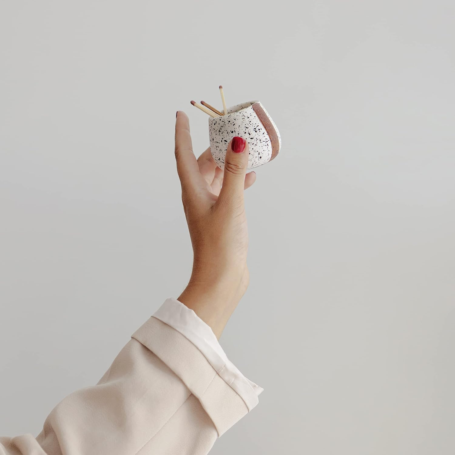 Ceramic Match Holder with Striker - Set of 2 - Cute and Fancy Matches in a Jar - Decorative Modern Home Decor Gifts - Mantel Decorations - Matches NOT Included image number 5