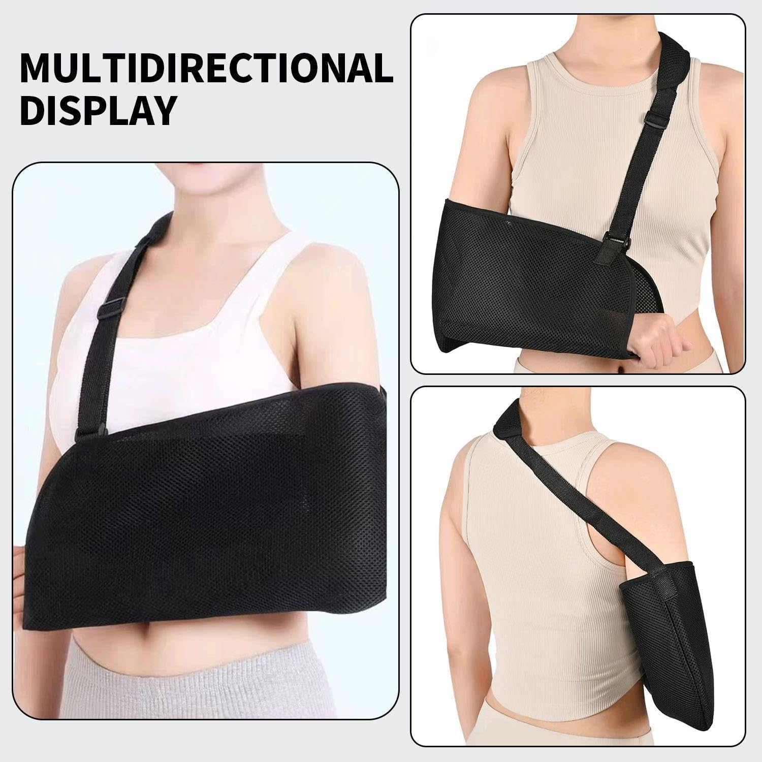 Breathable Mesh Arm Sling Support, 1Pc Shoulder Immobilizer Mesh Shoulder Sling, Adjustable Breathable Mesh Shoulder Wrist Sling, Black