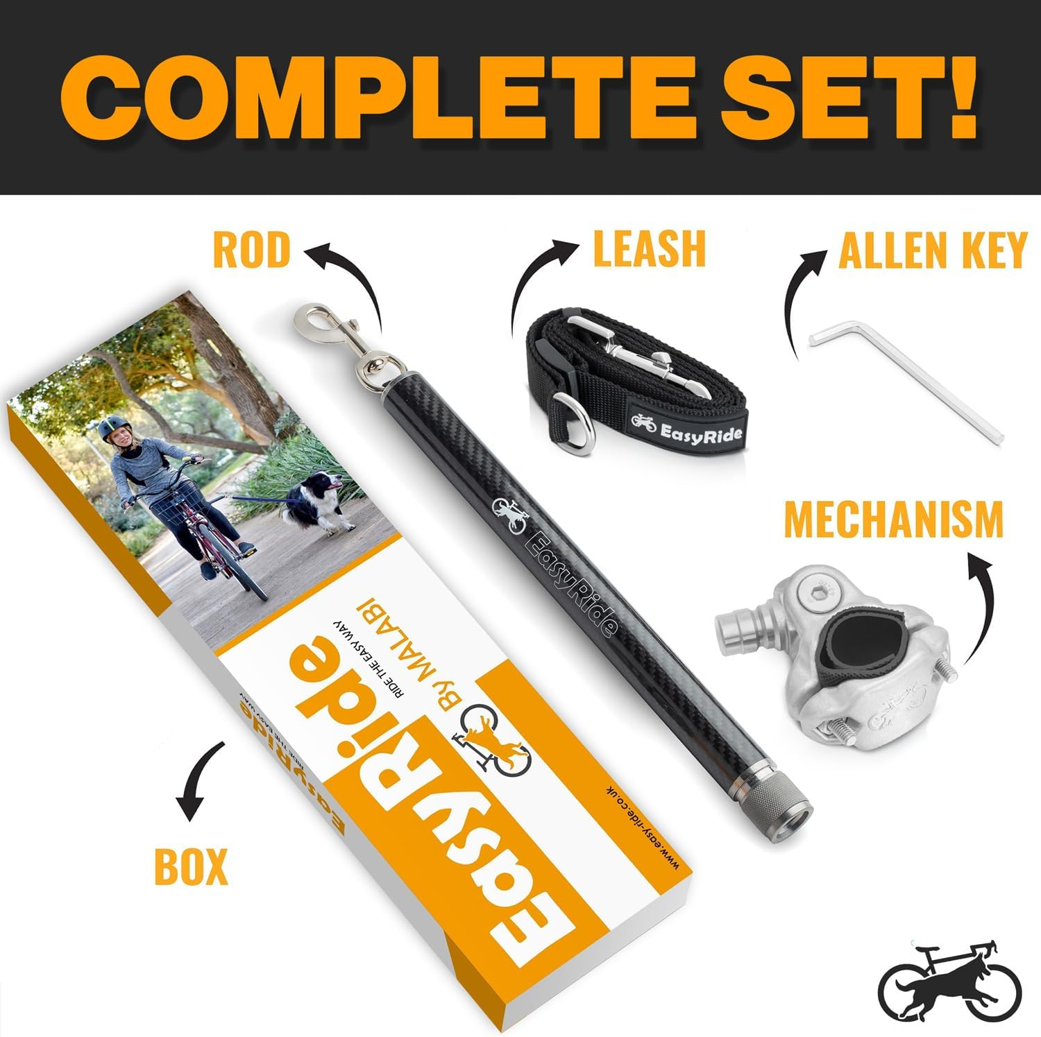 Malabi V2.0-180&deg; Rotating Dog Bike Leash - with Shock Absorbers and Quick Attach Mechanism | Carbon Fiber | Detachable, Adjustable for the Smoothest Ride- Patent Pending image number 4