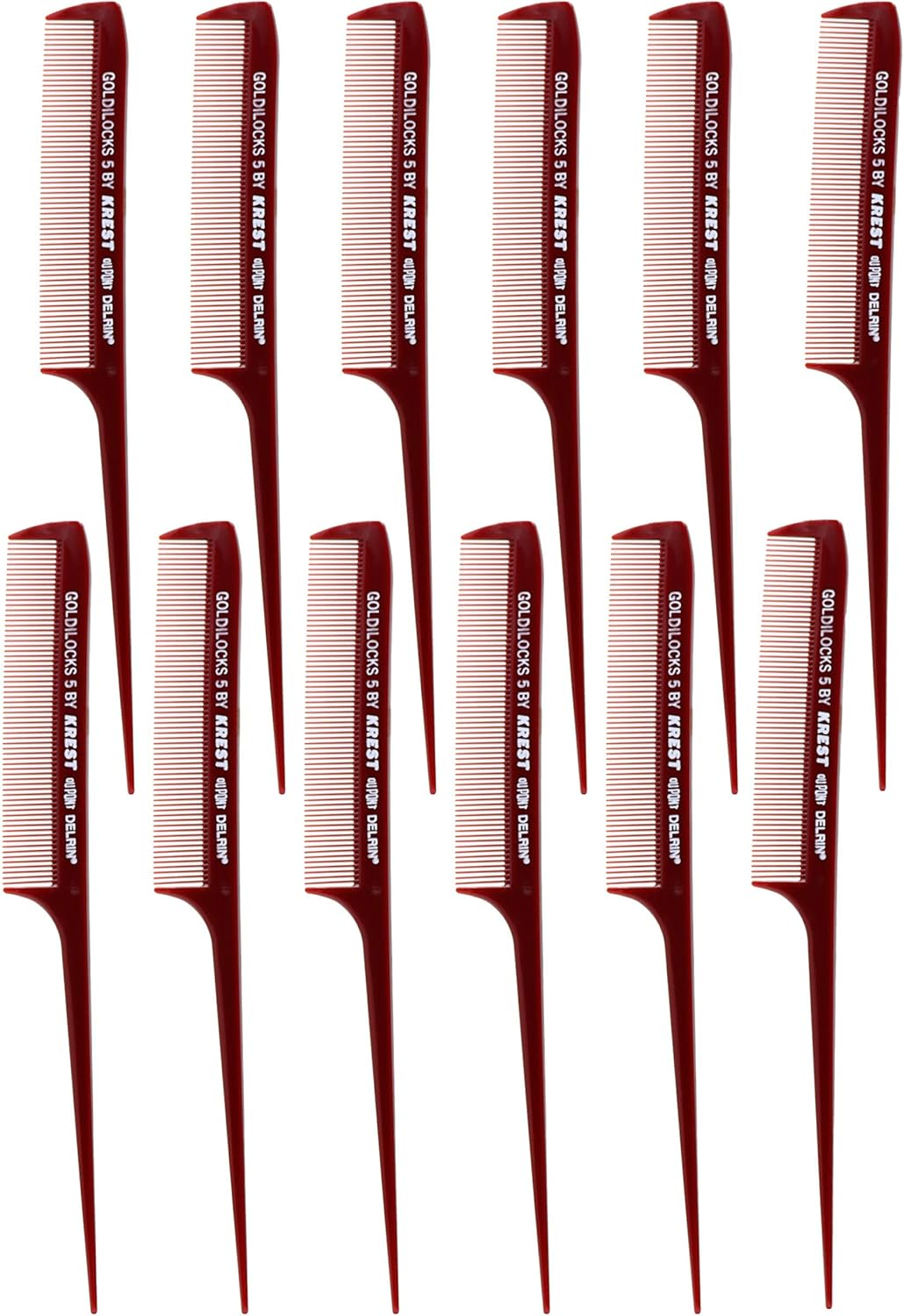 Krest Goldilocks G5 8-1/2 Rattail Comb Extra-Fine Tooth. Heat Resistant Hair Combs. 1 Dz.