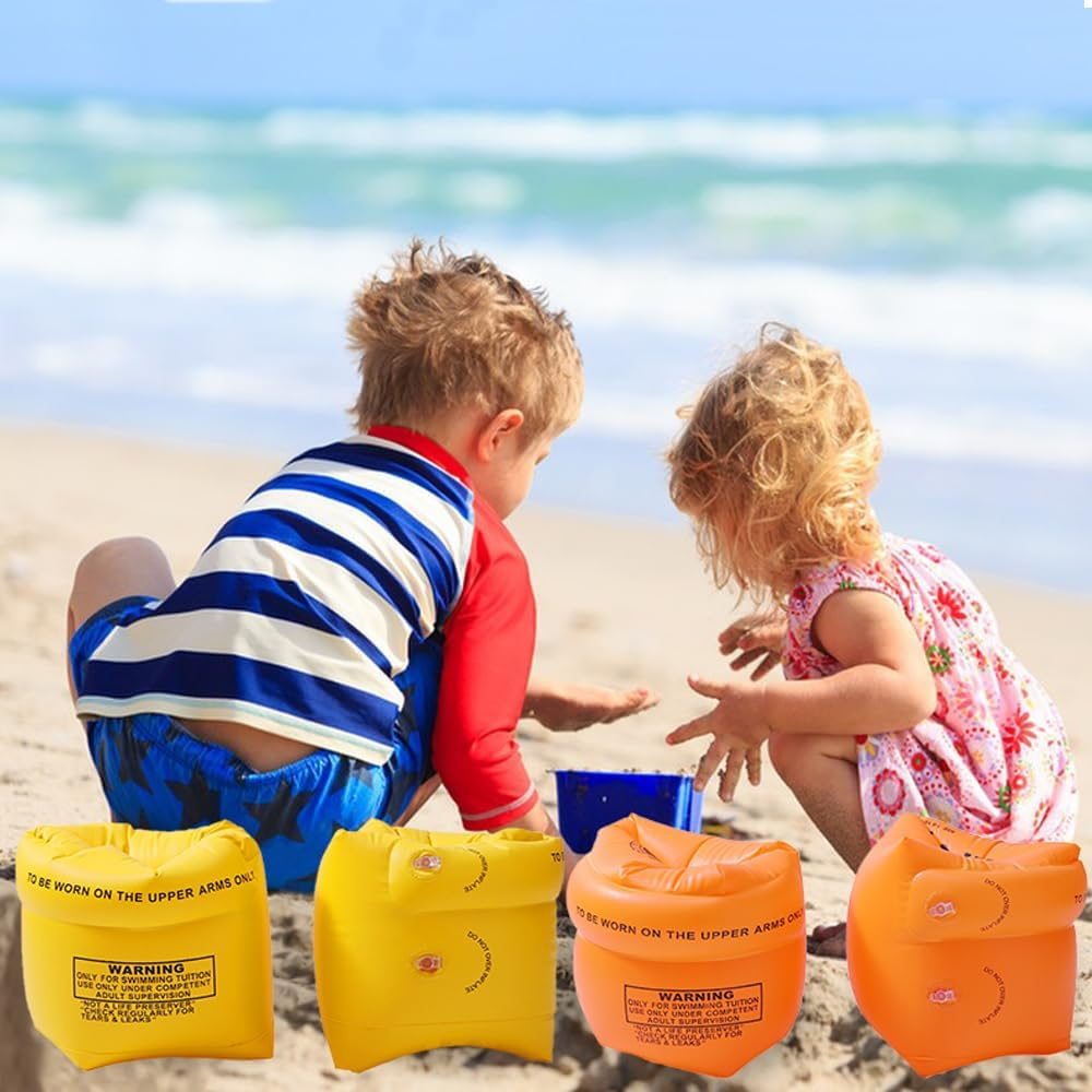 Zningesxi 2 Pack Arm Swimming Floaties Adult Armlets Sleeves Rings Tube Floater Arm Swim Bands Float PVC Inflatable - Yellow image number 1