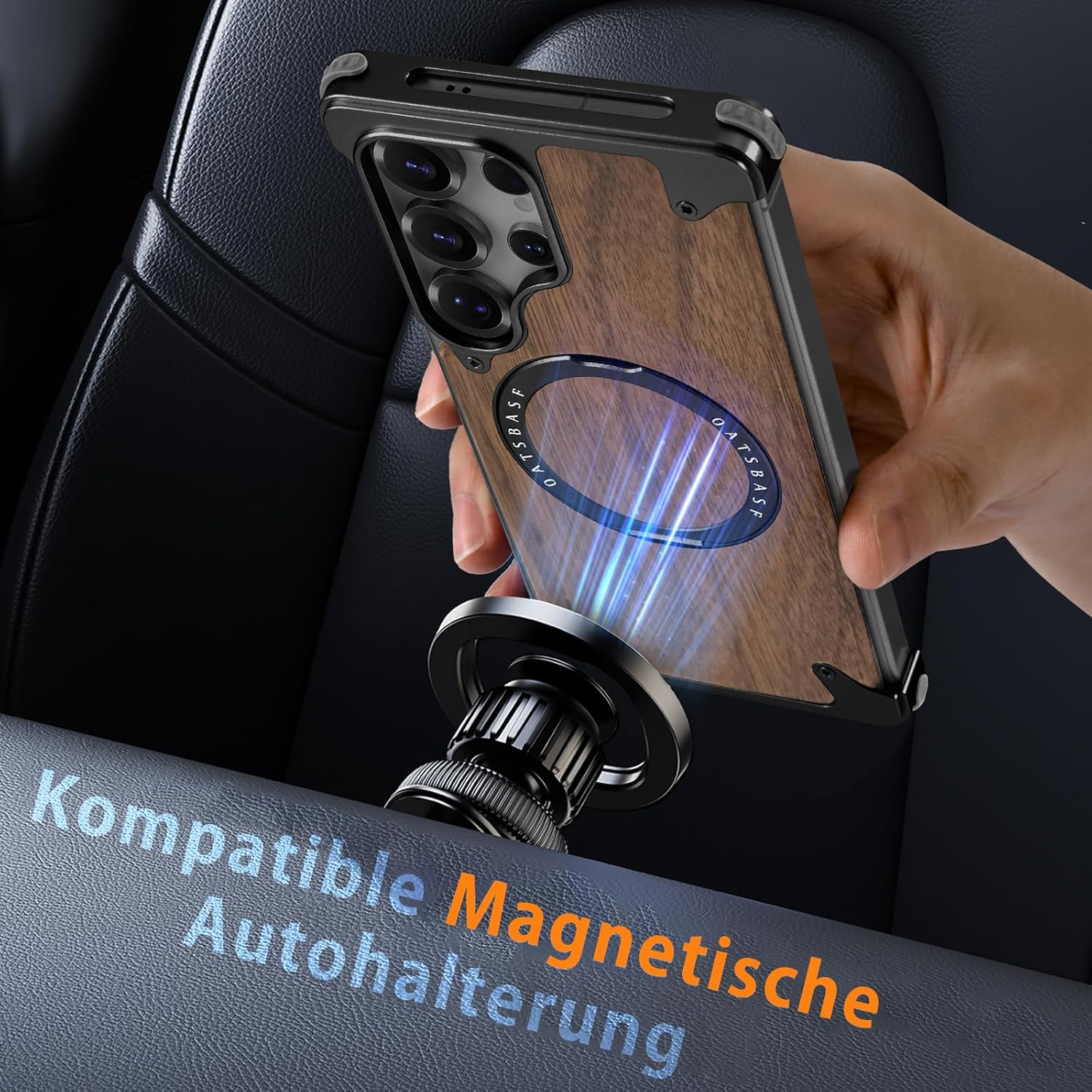 NIFBANG Wooden Case for Samsung Galaxy S25 Ultra with Magsafe, 360&deg; Rotatable Magnetic Stand, Wooden Phone Case, Frameless Thin Anti-Scratch Shockproof Mobile Phone Case for S 25 Ultra Protective Case image number 1