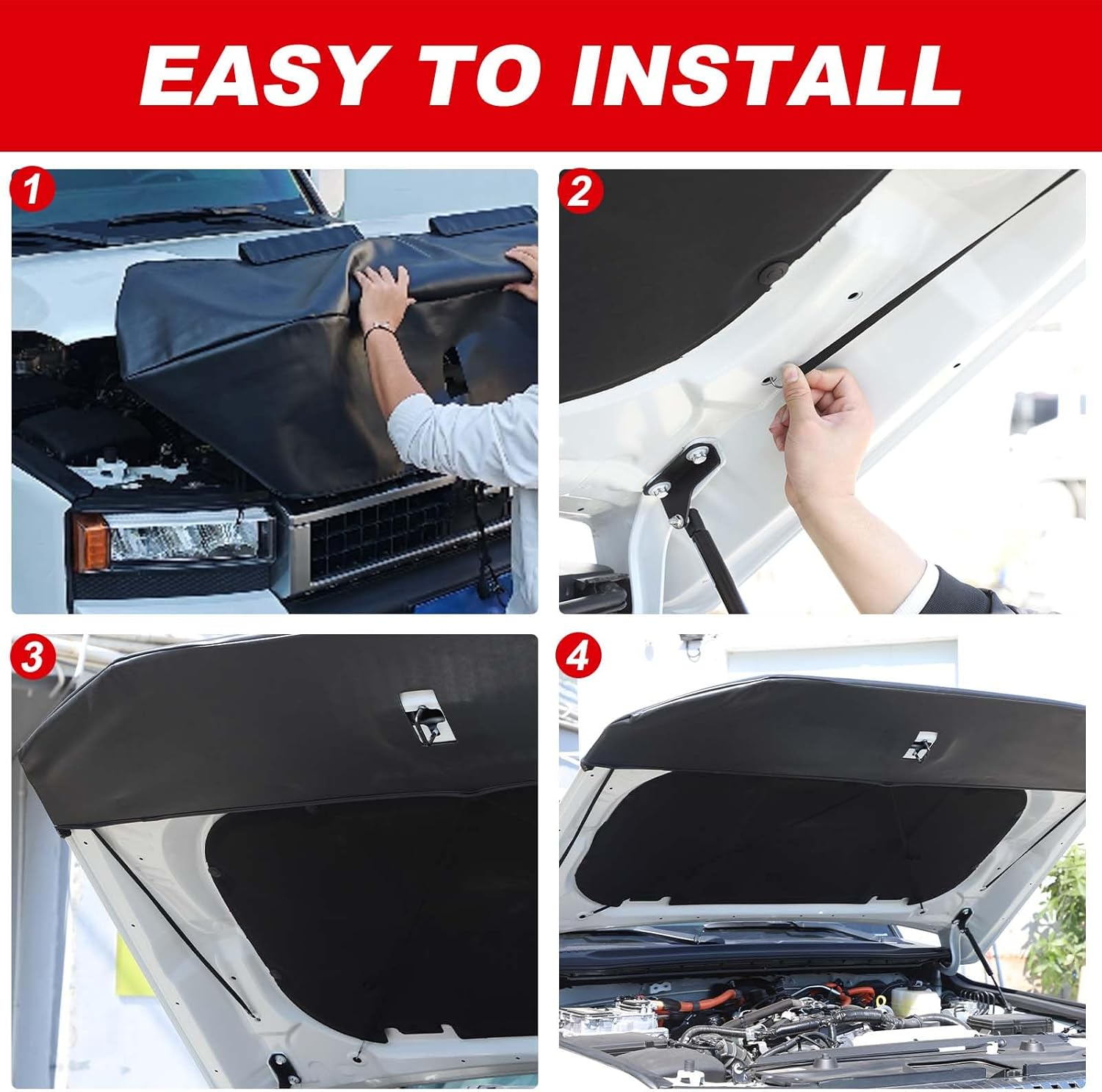 Yinaniutos Bonnet Protector Compatible with Toyota Land Cruiser Prado 250 2024-2025 Accessories | Leather Front Hood Bonnet Stone Guard Cover | 1PC Set image number 3