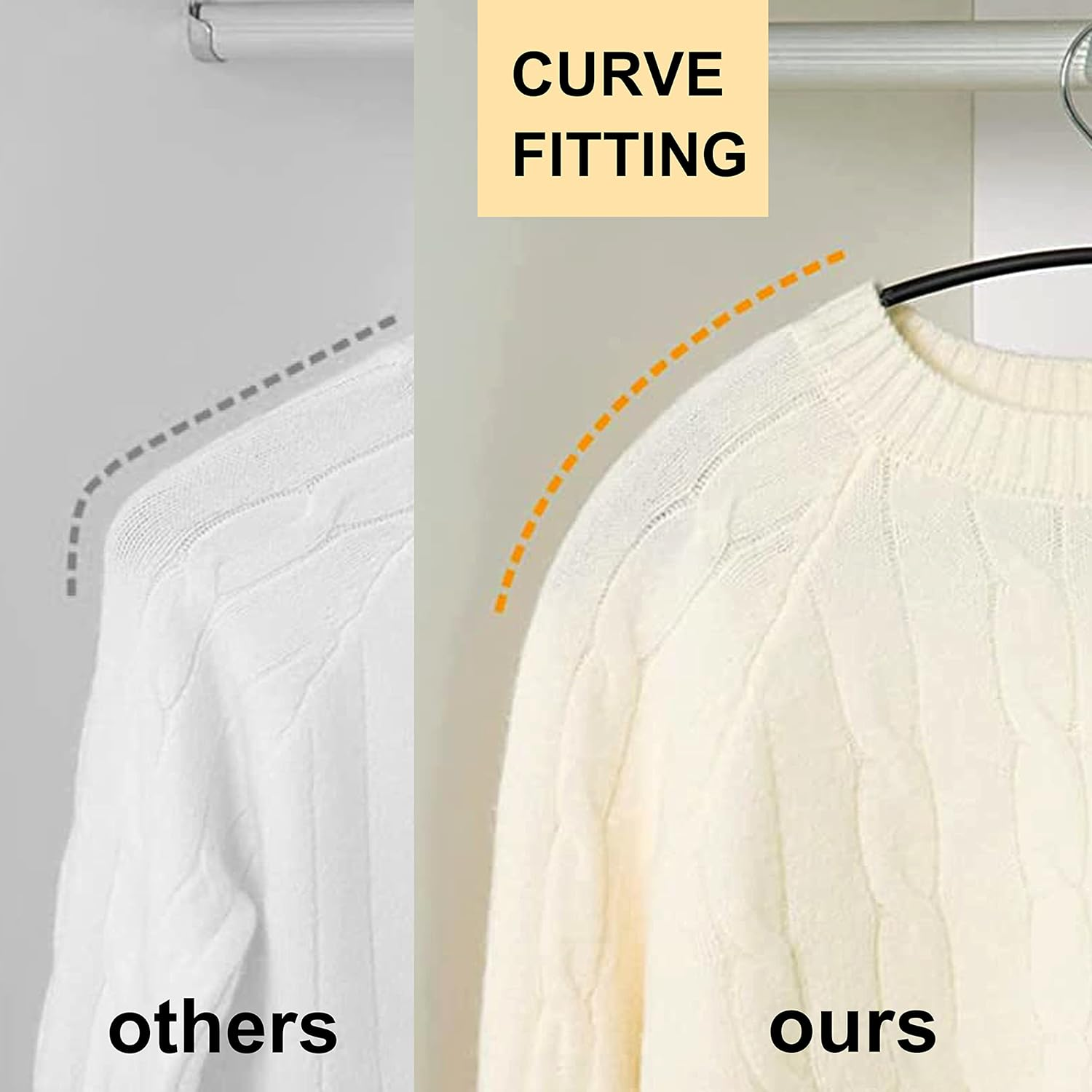 Coat Hangers 30-Pack No Bump Rounded Clothes Hanger, Metal with Soft Non-Slip PVC Coating - Black No-Soulder Bumps (Bump Free) Strong Arc Hangers for Dress, Jacket, Jumper, Suit, Pants Heavy Clothing image number 5