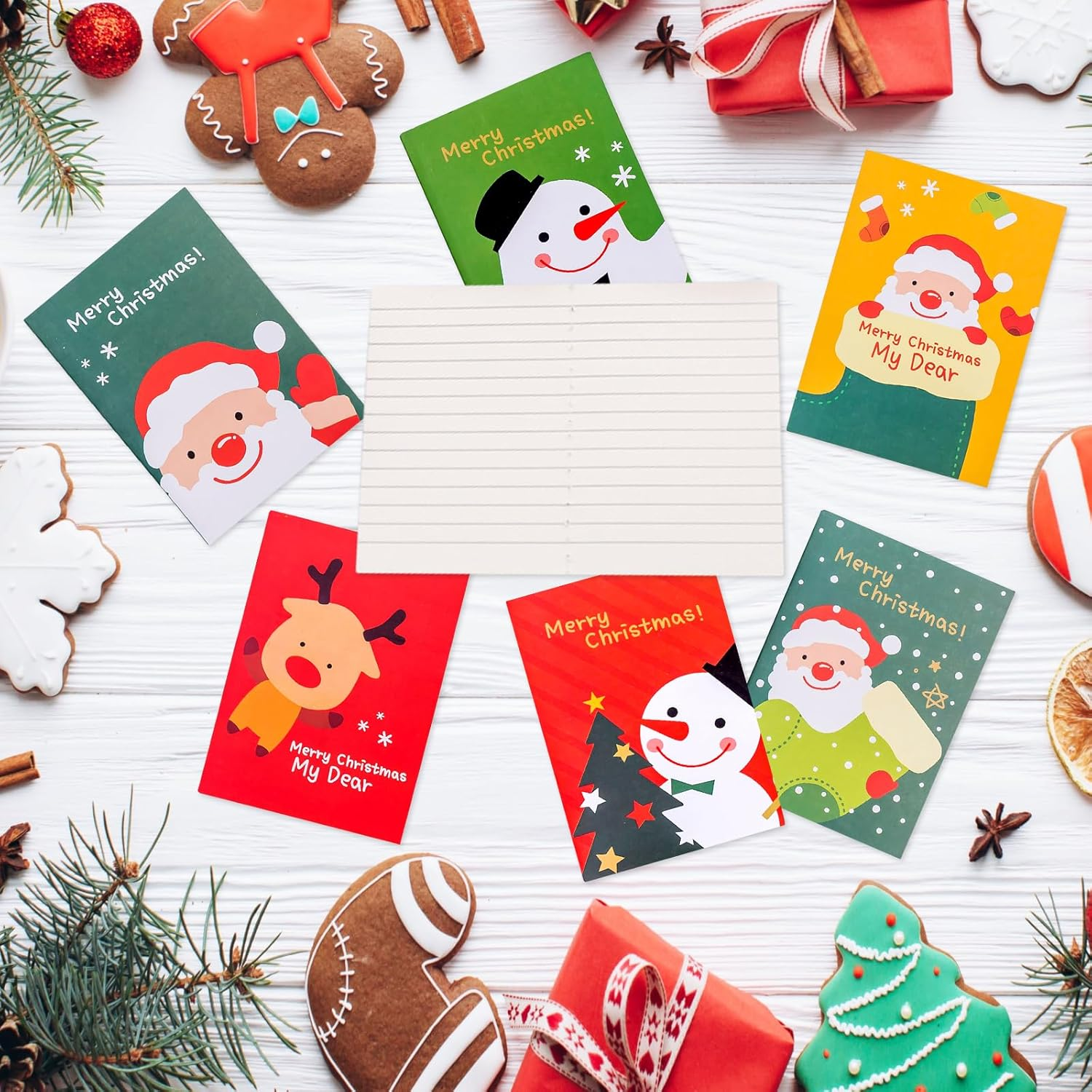 Pack of 24 Christmas Stationery Set, Christmas Small Items, Christmas Notepad and Ballpoint Pen, Christmas Neutral Pen, Cartoon Christmas Stationery for Children, Birthday Gift (A) image number 4