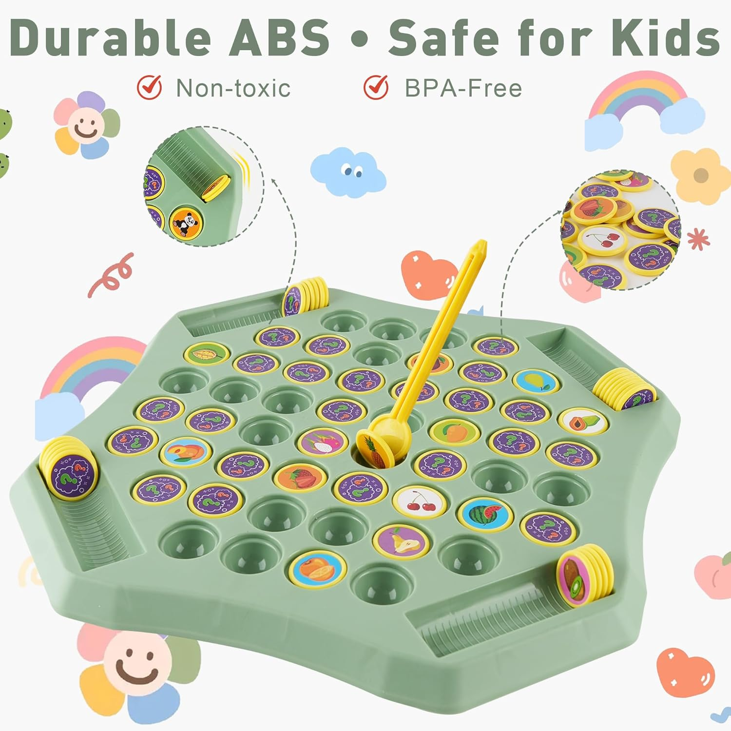 TINYLENS Memory Matching Game, 52-Slot Flip Chess Board with Extra Pieces, Educational Match Game for Kids & Toddlers, Travel-Friendly, 2&ndash;4 Players (Animal) image number 5