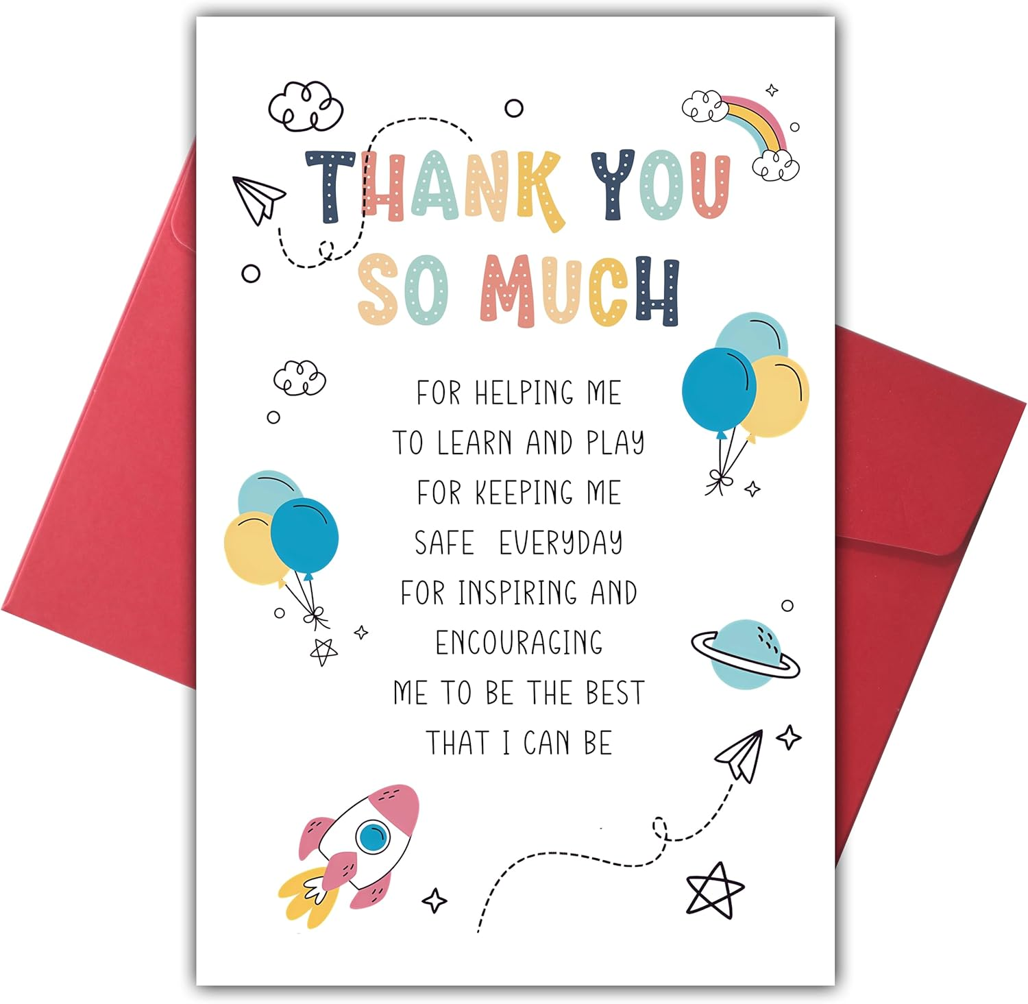 Bewoow Heartfelt Thank You Card for Teacher, End of Year Gifts for Child&rsquo;S Teachers, Cute Teacher Appreciation Card, Thank You Gift for Preschool Teacher or Nursery Teacher, Thank You so Much Card image number 5
