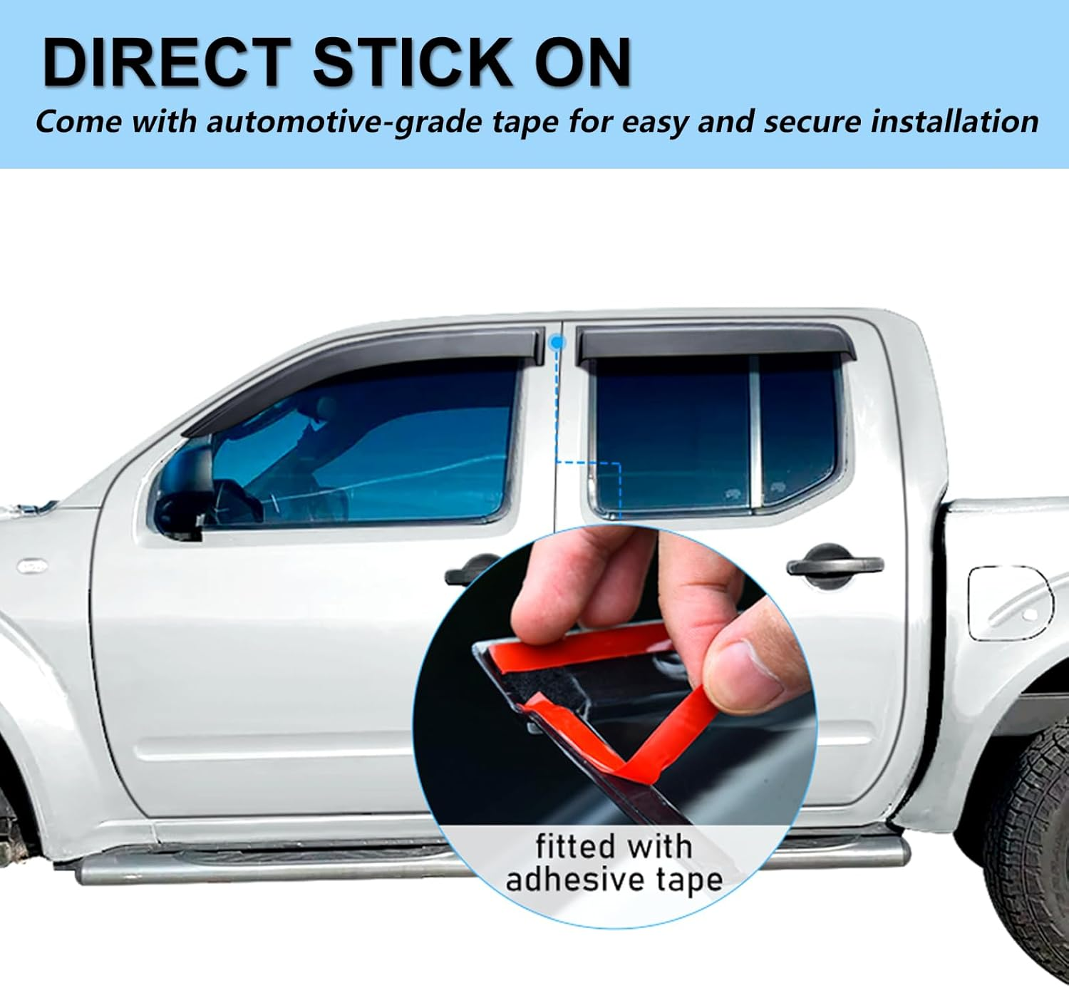 SUERAUTO4X4 Weather Shields for Nissan Navara D40 Accessories 2005-2015 Dual Cab, Weathershields Window Visors Car Wind Deflectors Rain Guard Exterior, Injection Smoked Tinted Black 4PCS image number 2