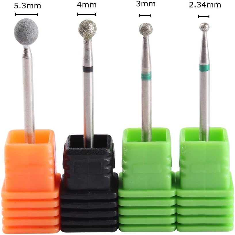 MZCMSL 4PCS Cuticle Clean Drill Bit Diamond Nail Bit Ball Head Stone File Manicure Pedicure Nail Art Tools image number 5