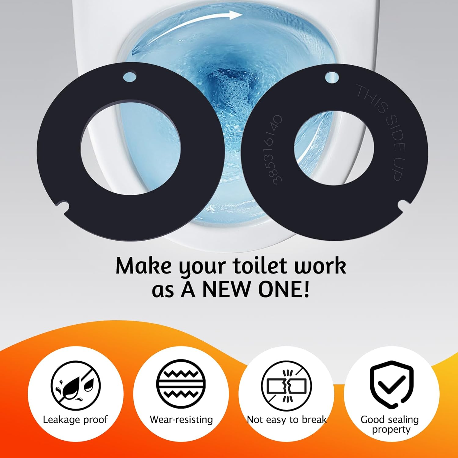 385311462 and 385316140 RV Toilet Rubber Seal Kit Replacement for 510/506+, 510+/1006, 1008/Ecovac 146-149 Compatible with Sealand Mansfield Vacuflush RV Camper Toilet image number 2