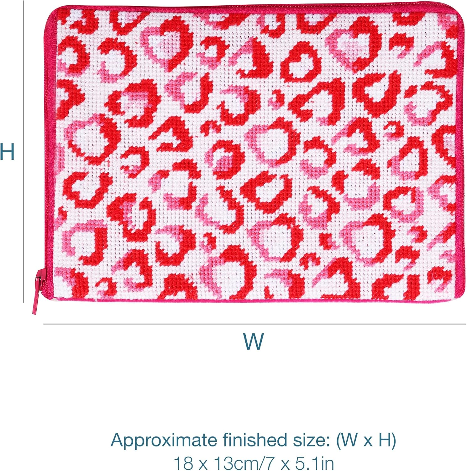 Trimits Stitch Your Own Make-Up Case Kit - Half Stitch, Tapestry, Cosmetics Bag, Pouch Includes Pre-Printed Case, Threads, Needle & Instructions, Love Leopard image number 4
