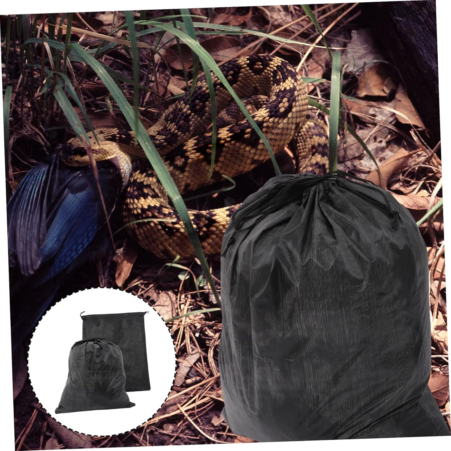 2Pcs Bite Corner Drawstring Bag for Reptiles Portable Snack Carrier Made for Outdoor Pet Carrying and Bite Avoid Scenarios image number 3
