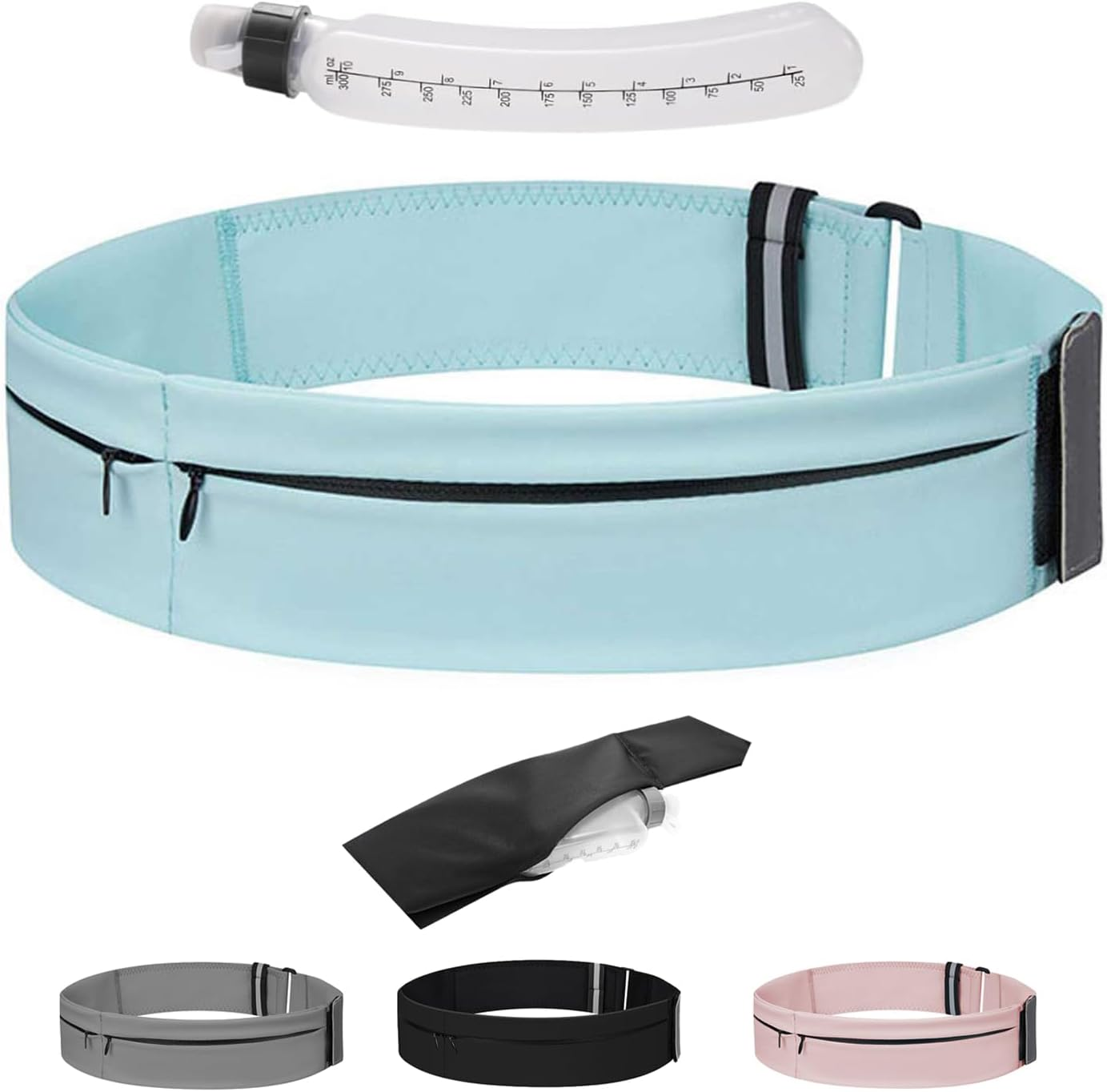 Bokmaton Slim Running Belt, 3-Pocket Adjustable Waist Bags, Waterproof Slim Fanny Pack for Men and Women, Holds All Iphone Models