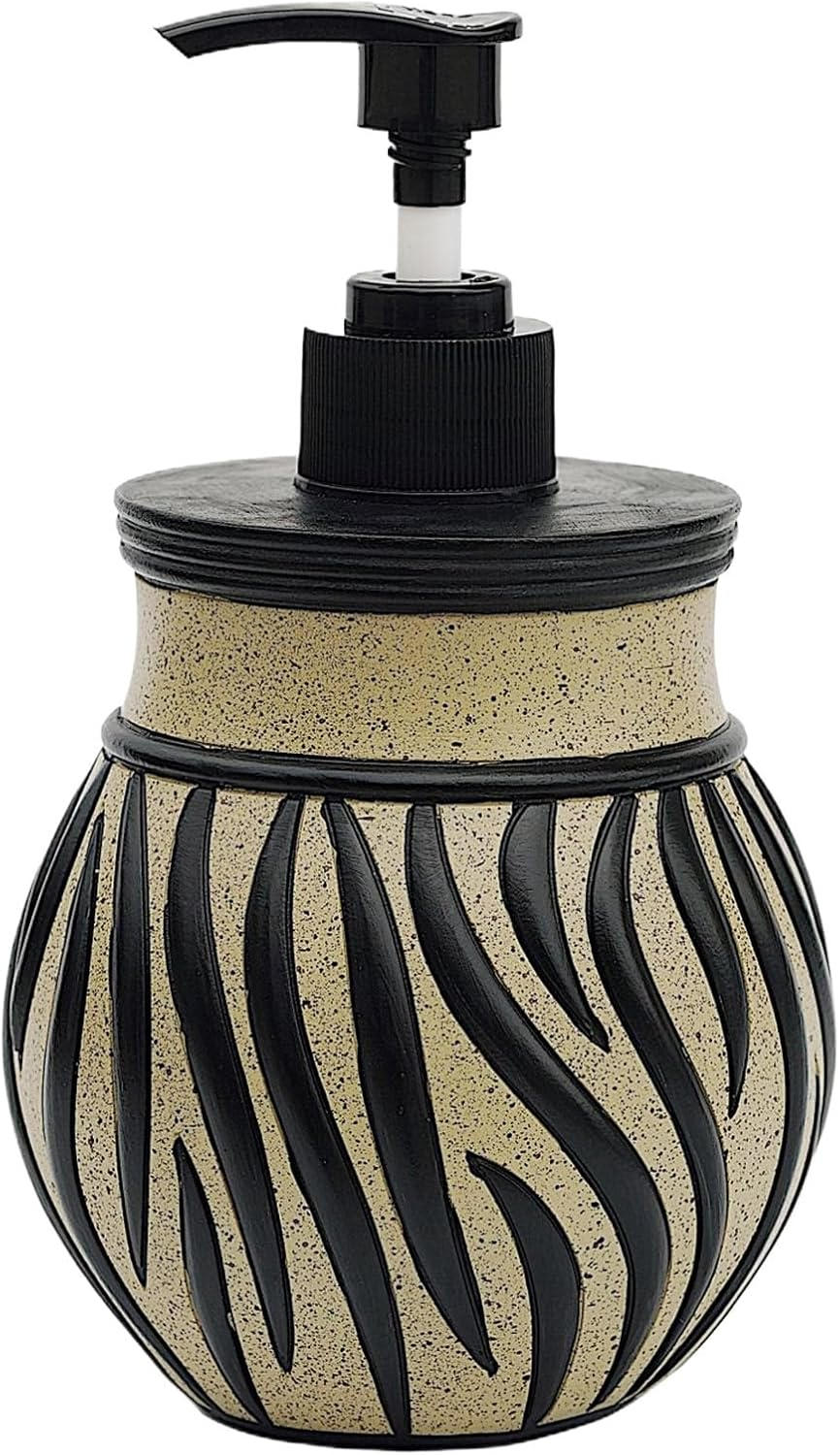Soap Dispenser Bathroom - Zebra Pattern Soap Dispenser for Bathroom,400Ml Retro Bottle Container Refillable Pump Decorative for Worktop Shower Oil Conditioner Home Lotion image number 3