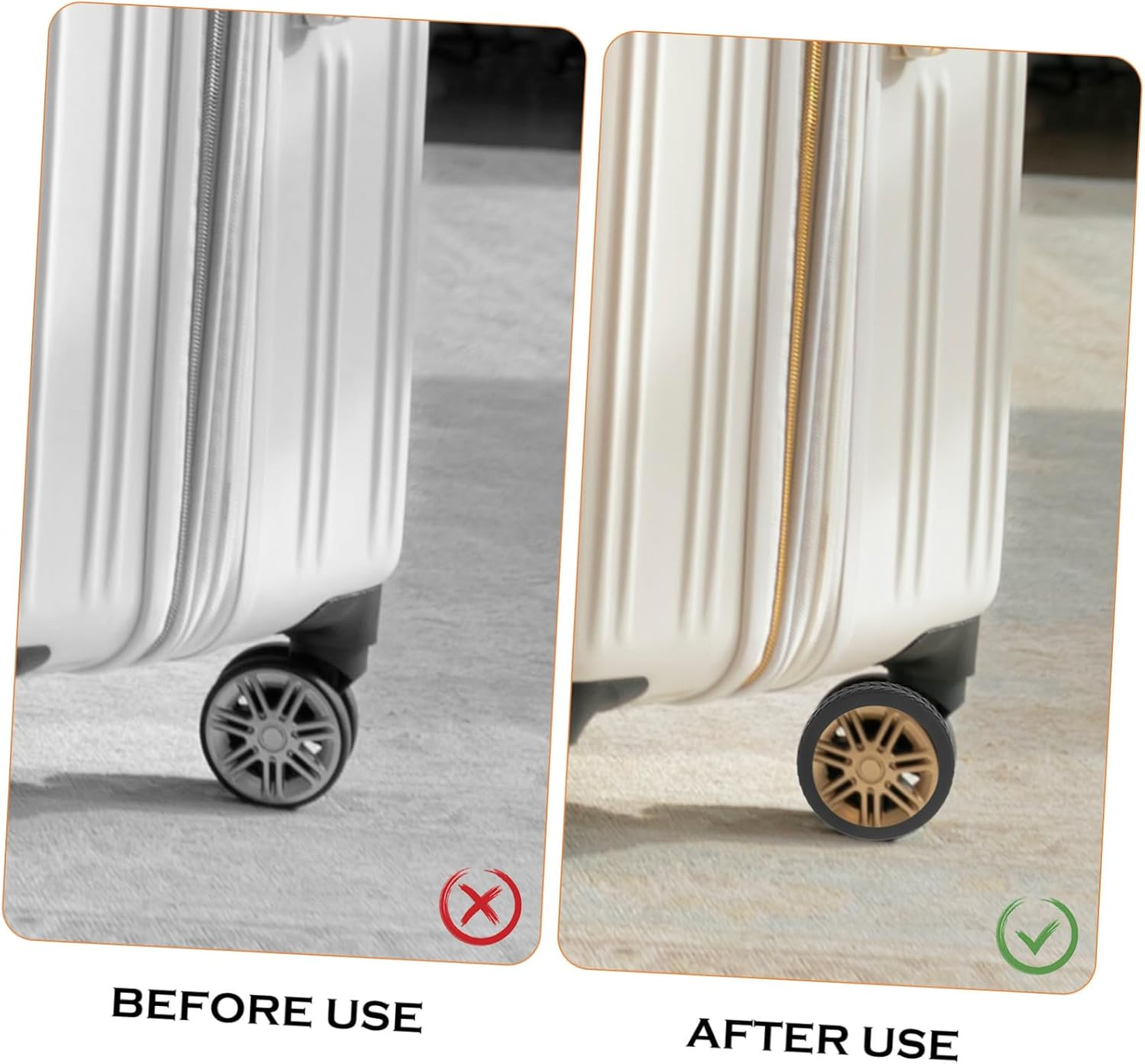 GLSTOY 8Pcs Black Silicone Suitcase Wheel Covers Noise Reducing Luggage Feet Protectors for Travel Fit for Spinner Wheels Silent Rolling and Scratch Prevention image number 1