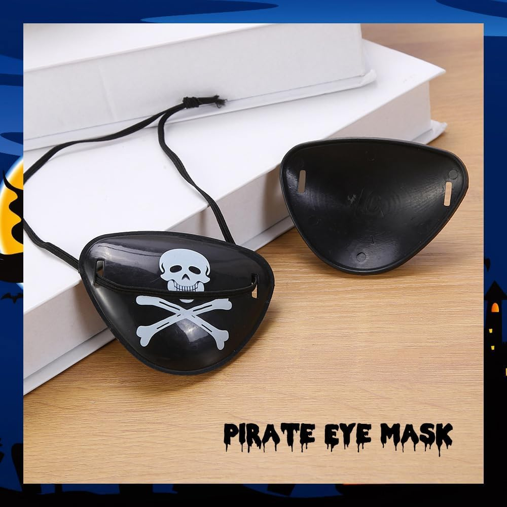 Pirate Hat Eye Patch,Costume Accessory for Pirate Masquerade Party, for Kids and Adults Captain Costume image number 1