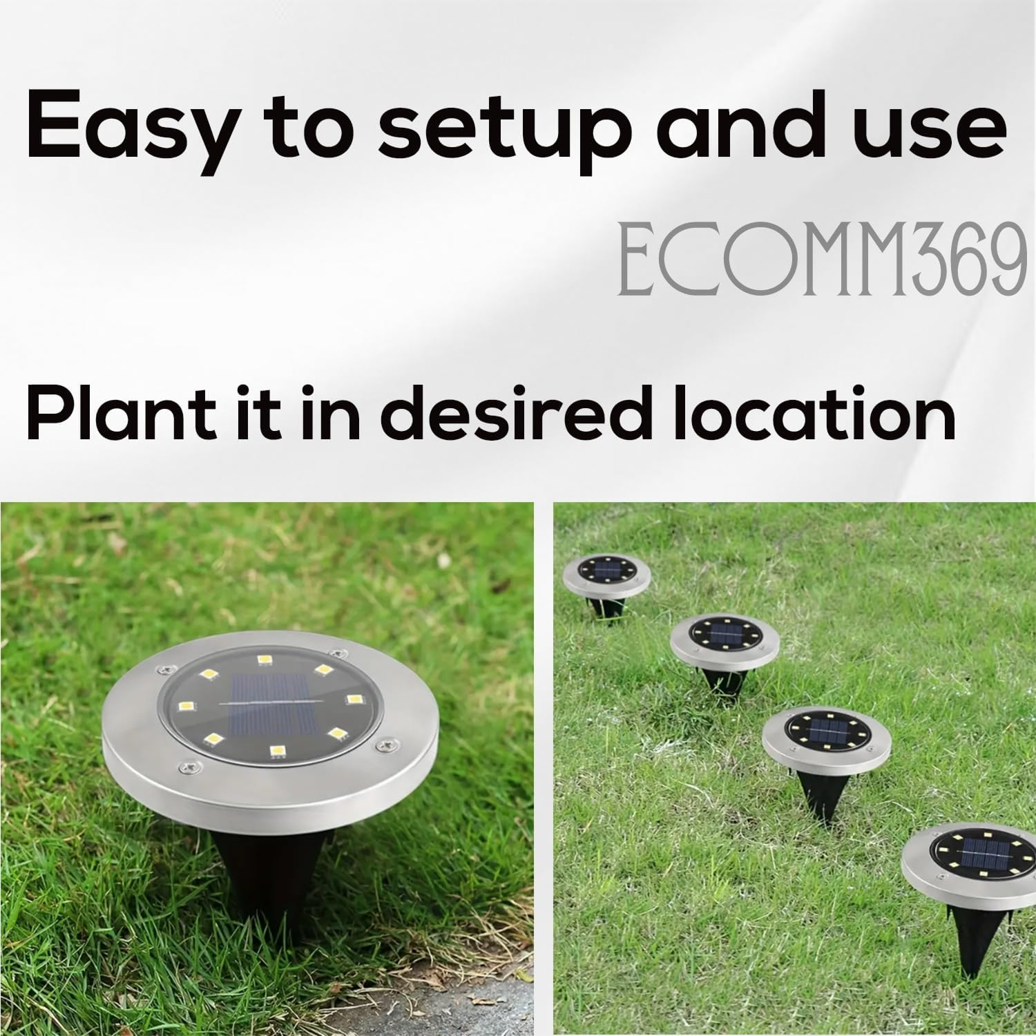 8 Packs 8 LED Solar Ground Disc Lights Outdoor Waterproof in Ground Solar Lights for outside Solar Garden Lights Solar Landscape Lights for Garden Outdoor Patio Pathway Walkway Decor (White)