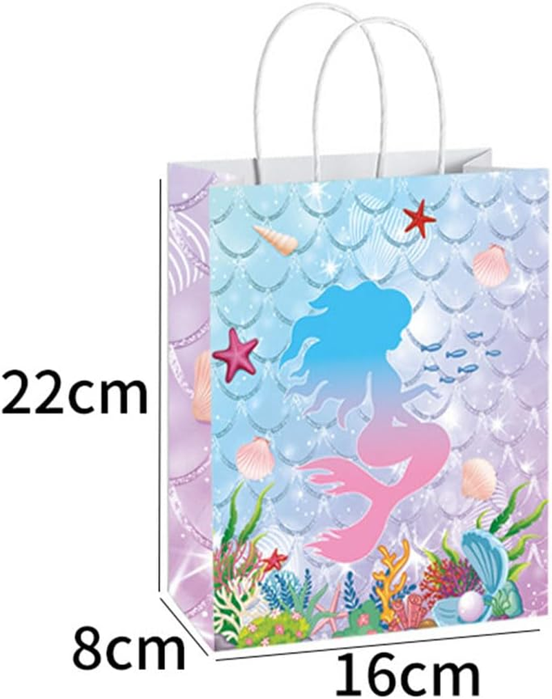 Dnvkict 24 Pack Mermaid Goodie Bags with Handles Candy Bags Mermaid Theme Party Bags Party Favor Treat Bags for Decorations (Sea World) image number 1
