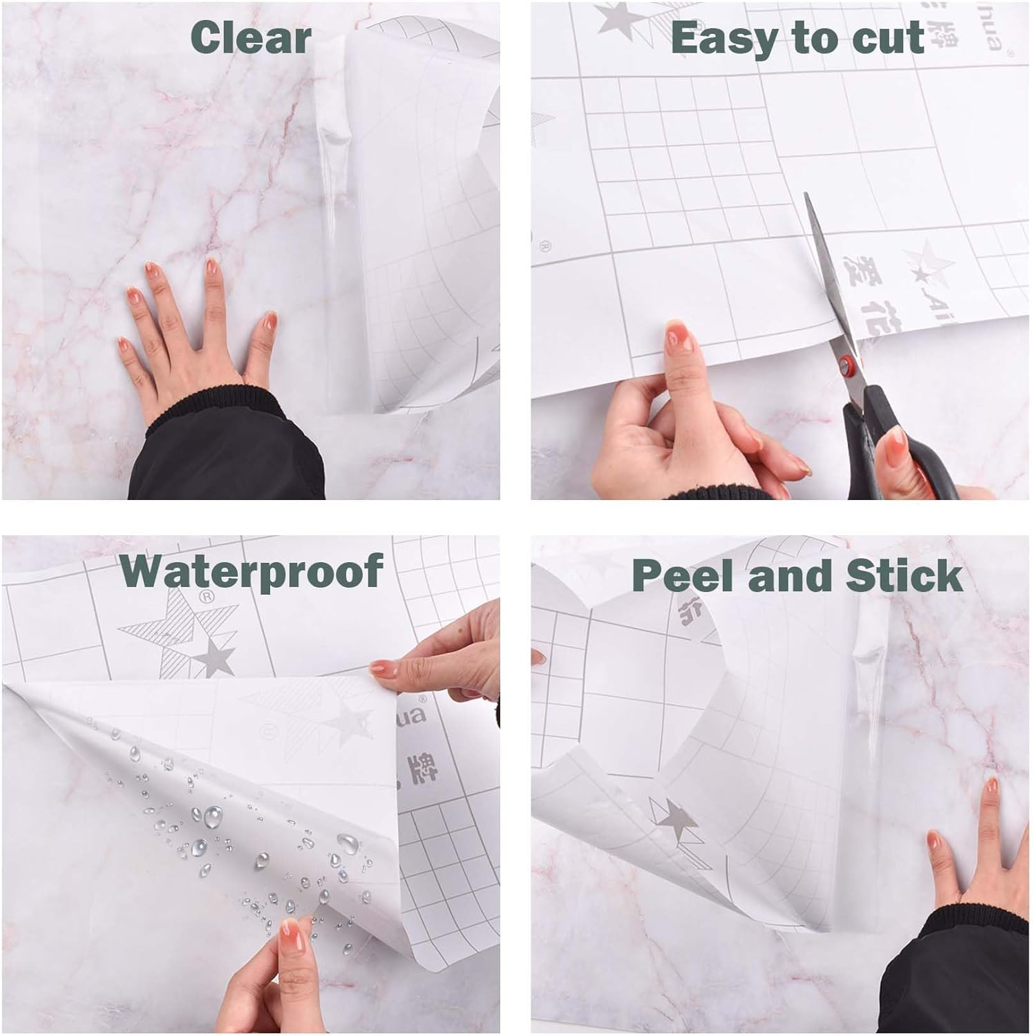 4Pcs Clear Contact Paper Roll, Clear Vinyl Adhesive Countertop Covering, Clear Contact Paper Peel and Stick Backsplash for Kitchen 42X100Cm, Clear Wall Protector Film, Oil Proof Wall Kitchen Stickers image number 2
