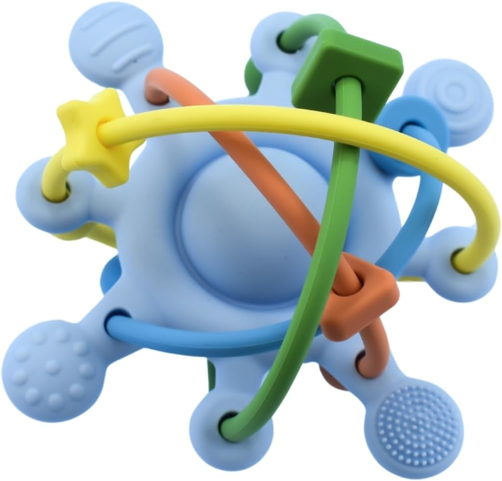 Koala Dream - CA3019A Silicone Sensory Space Rattle TEETHER Blue: Clutch Sensory Teether for Babies image number 6
