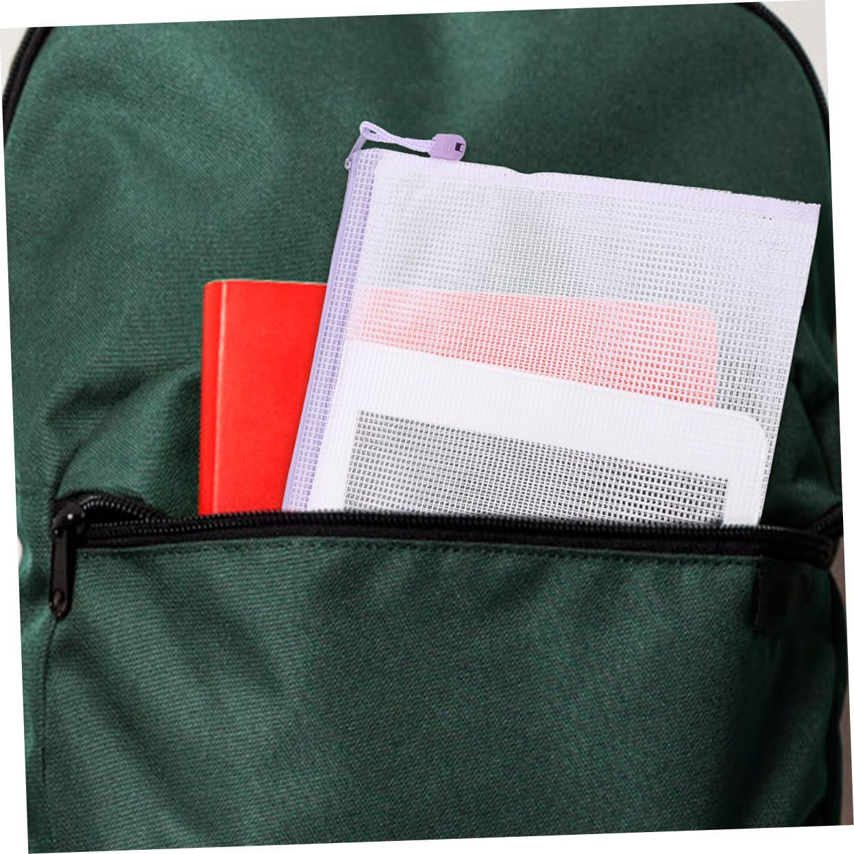 UTHCLO 6Pcs Mesh Zipper Pouches for Documents Receipts Plastic Mesh Pouches Zipper image number 5