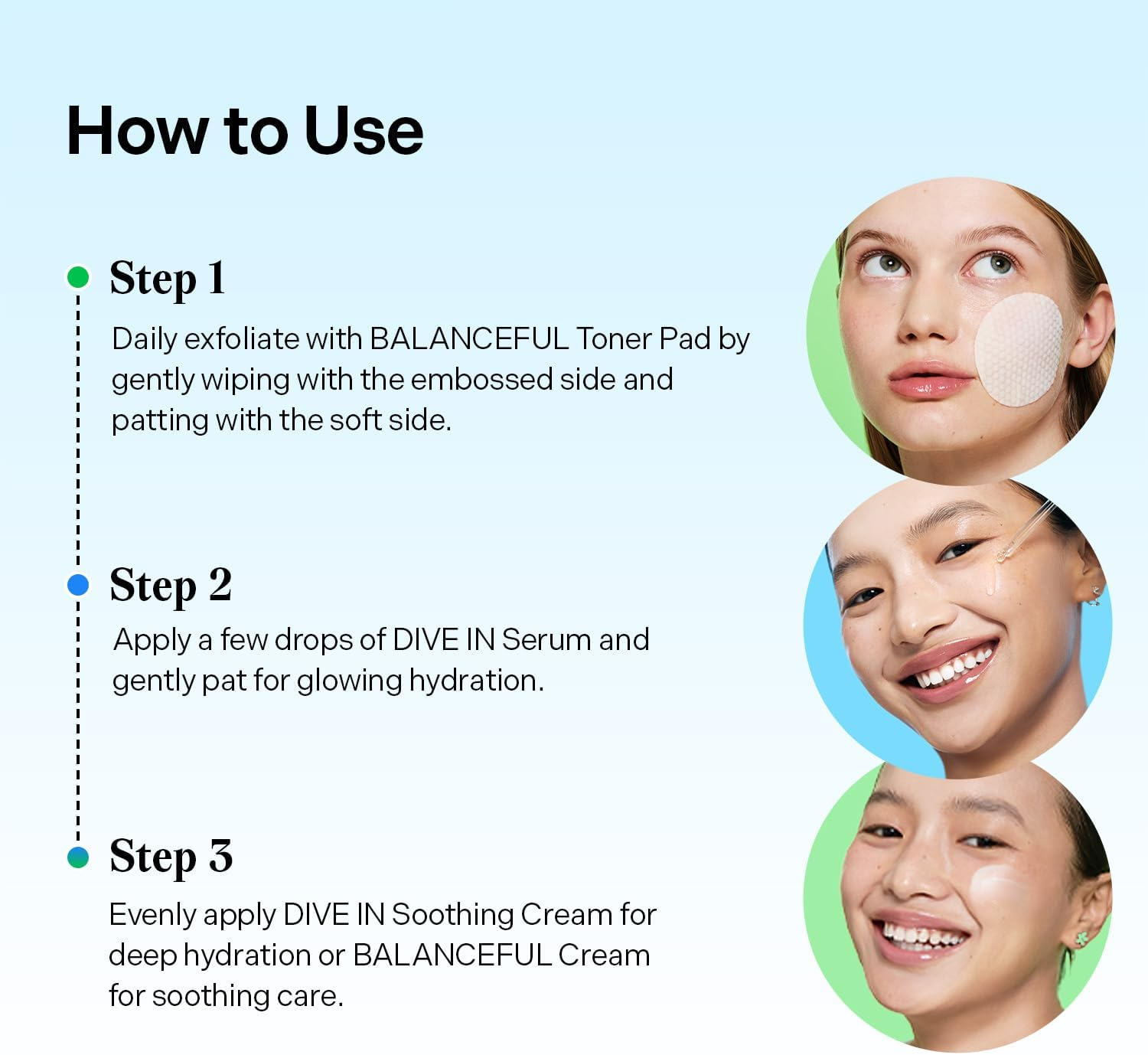 Torriden Softly Hydration Heroes DIVE in Serum 50Ml + DIVE in Soothing Cream 100Ml + BALANCEFUL Cream 80Ml + BALANCEFUL Toner Pad 10 Sheets | Deep Hydration and Soothing Care Set image number 1