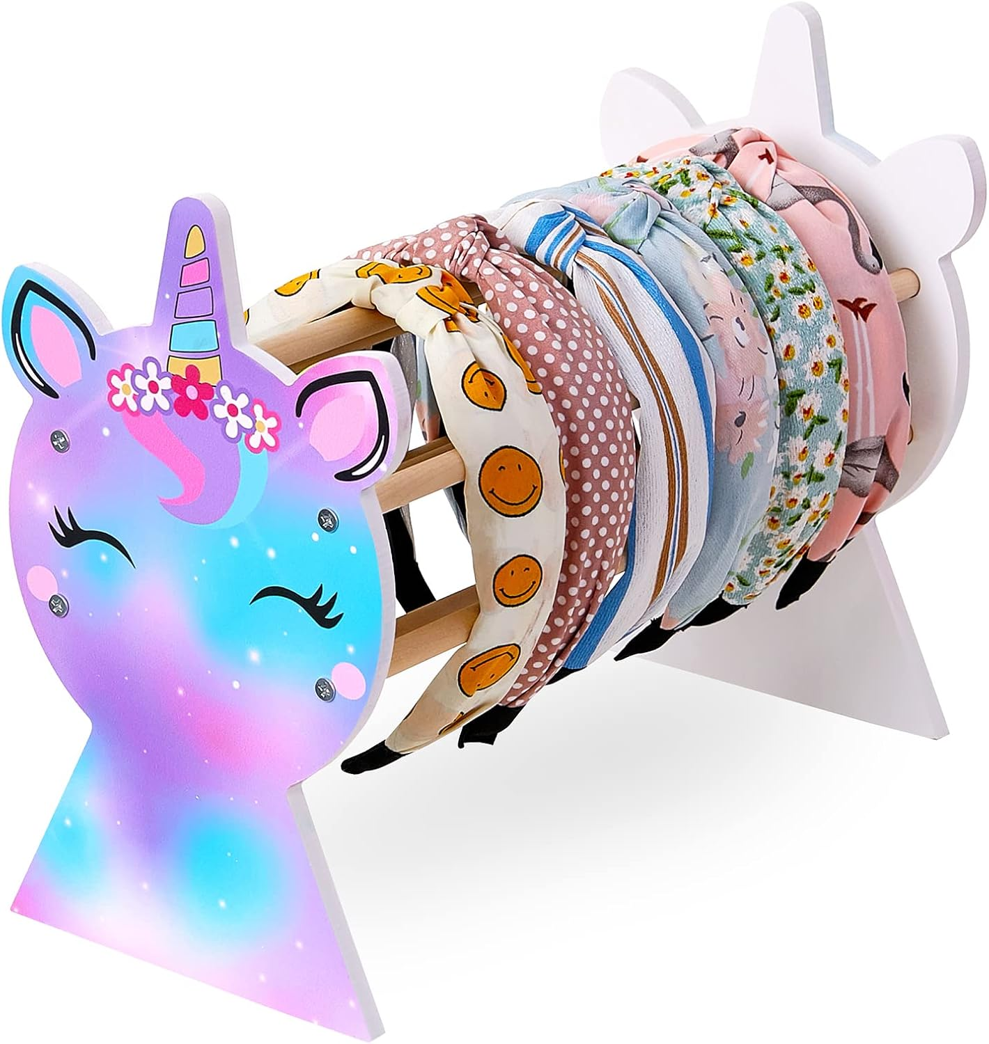 Basumee Girls Headband Holder Organizer Hair Hoop Headband Display Stand Unicorn Hairband Stand Organizer Headband Storage Home Room Decors for Girls, Rainbow