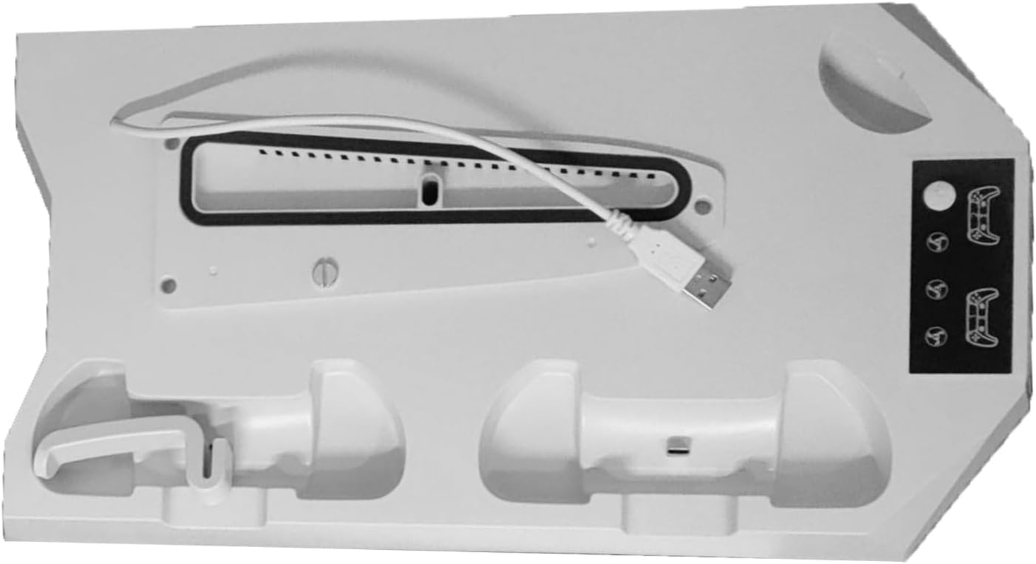 Cooling Stand for PS5/PS5 Slim, Charging Station for Playstation 5 Console, Dual Controller Charger, Turbofan with 3-Level Adjustable Cooling, 3 USB Hubs & Headset Holder (White) image number 1