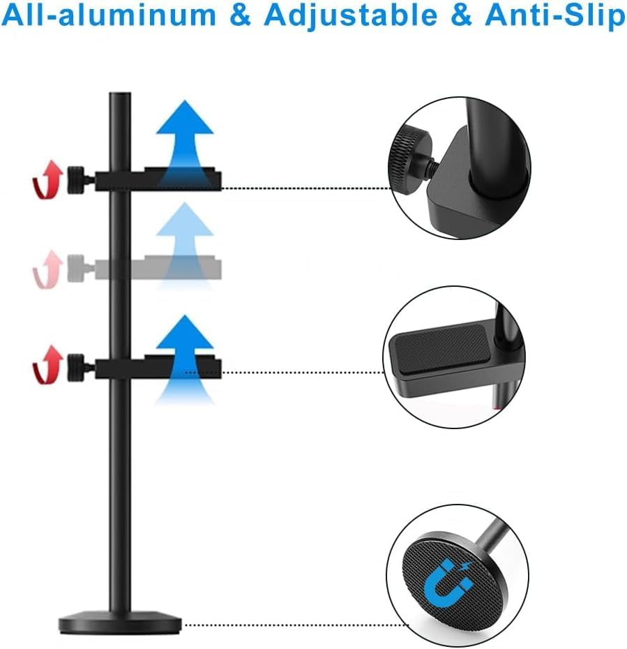 Graphics Card GPU Support Bracket: Adjustable Aluminum anti Sag GPU Bracket Video Card Support GPU Stand Holder GPU Support with Hidden Magnet and Anti-Slip Pad-19Cm