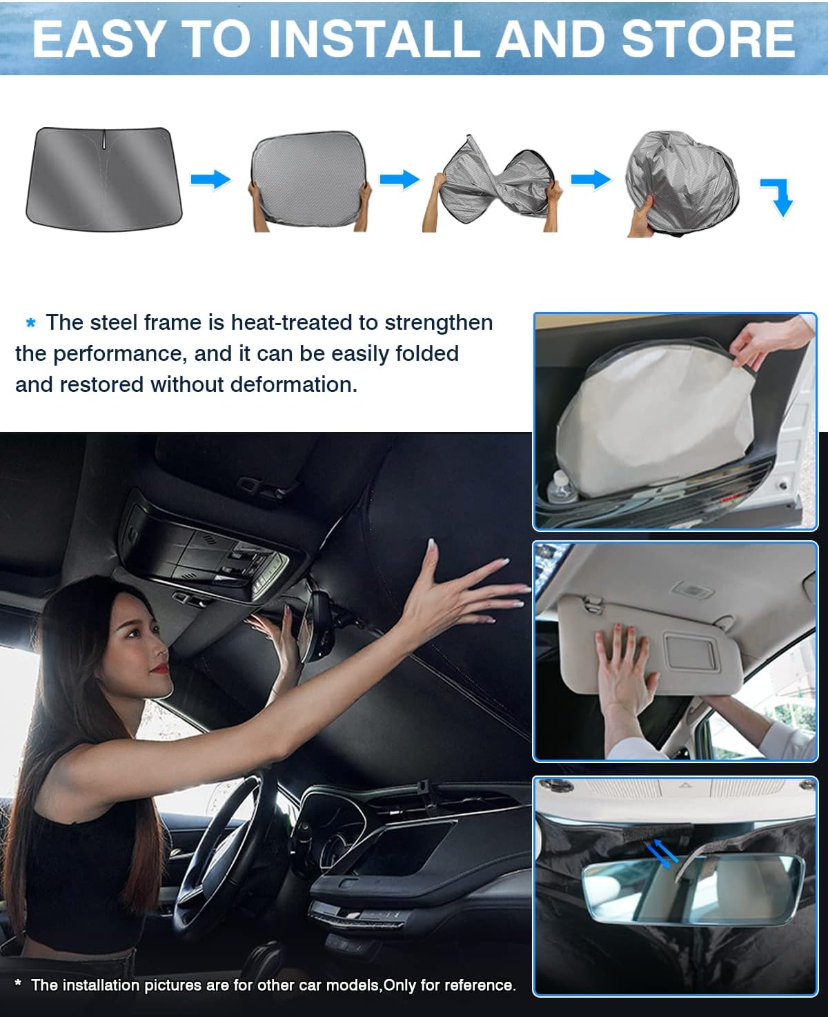 Karltys Compatible with Windshield Sunshade Lexus NX NX250 NX350 Nx350H Nx400H+ Nx450H+ 2022 2023 Front Window Sun Blocker with Storage Pouch Foldable Reflective Sun Visor Block Heat and Stay Cool image number 2