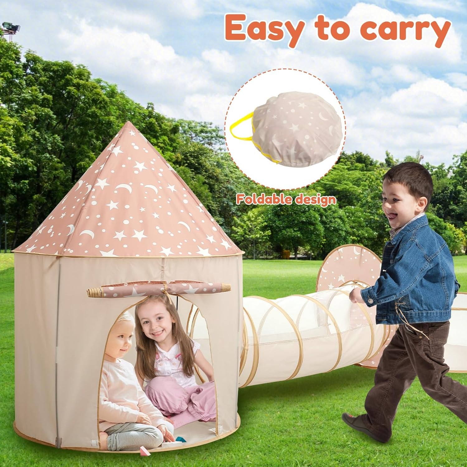 3Pcs Kids Play Tent with Tunnel for Baby Toddlers Comfortable Kids Play Tent with Ball Pit Multipurpose Pop up Play Tent for Kindergarten Picnic Party image number 2