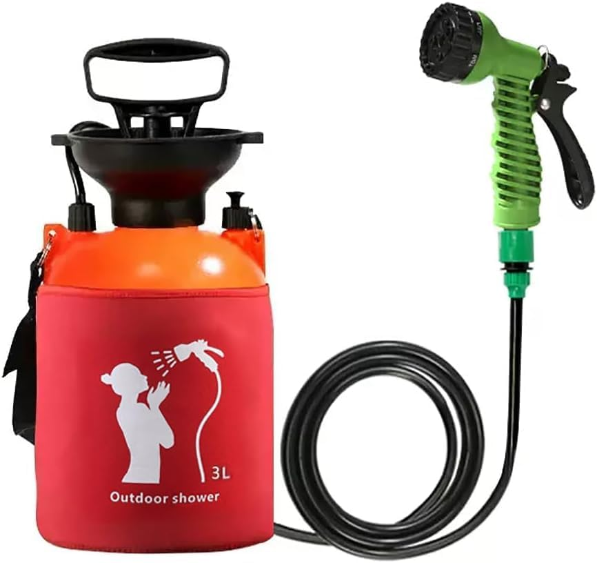 CLICIC 0.52 Gallon Pressure Sprayer with 7 Spray Modes, Camping Shower with Removable Hose and Shower Head for Camping Outdoor Traveling Hiking and Pet Bath 2L