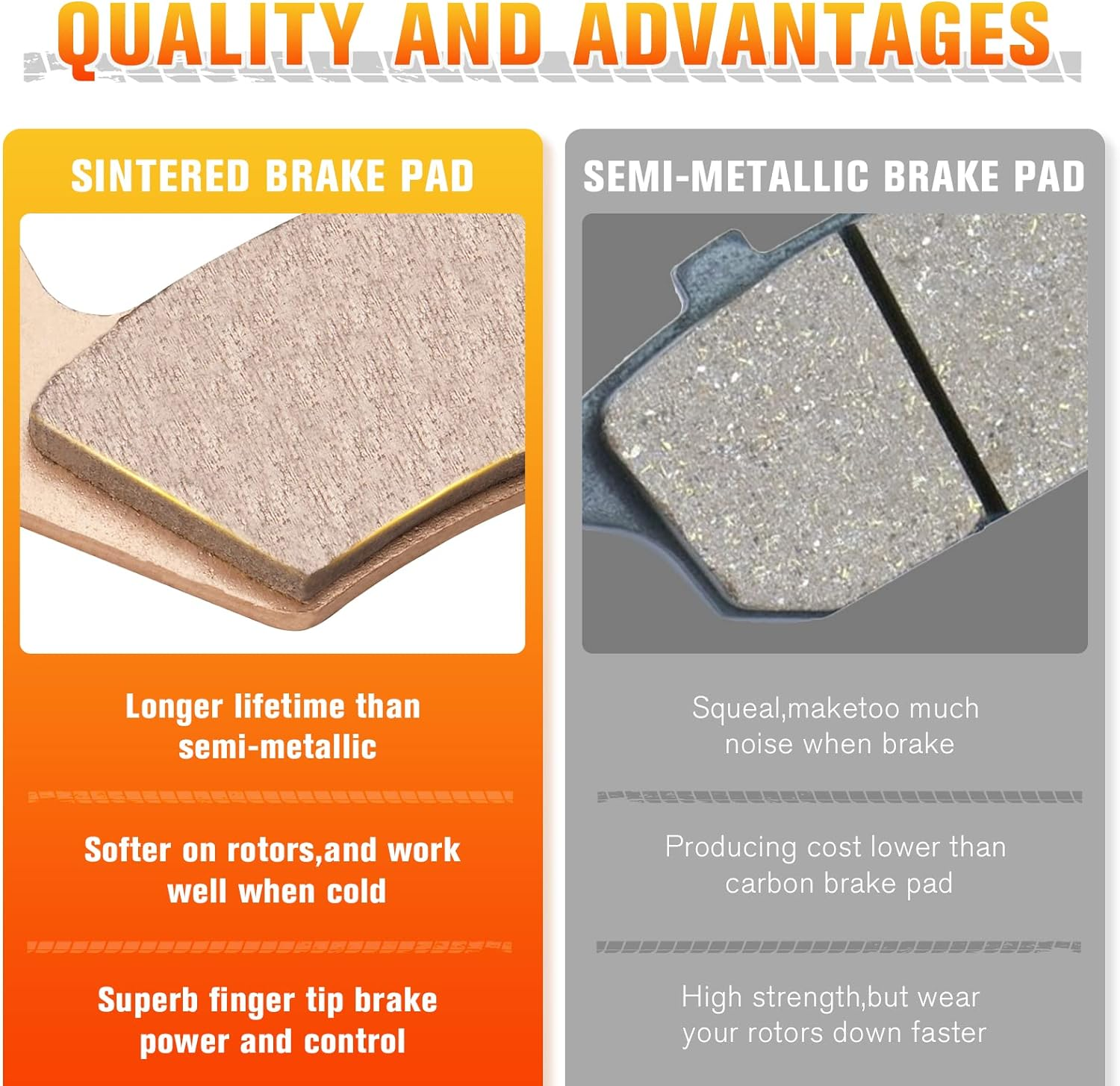 Front & Rear Sintered Brake Pads Set for Yamaha Raptor 700, 700R, Raptor 700 SE 2006, 2007-2012, 3 Sets Front and Rear Brake Pads image number 1