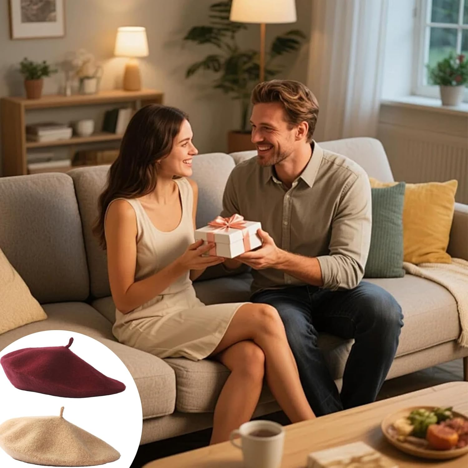 2PCS Beret, Classic French Style Beret Hats for Women and Men, Faux Wool Berets, Winter Warm Fashion Accessory, Costume Party Hat, Women'S Accessories image number 3