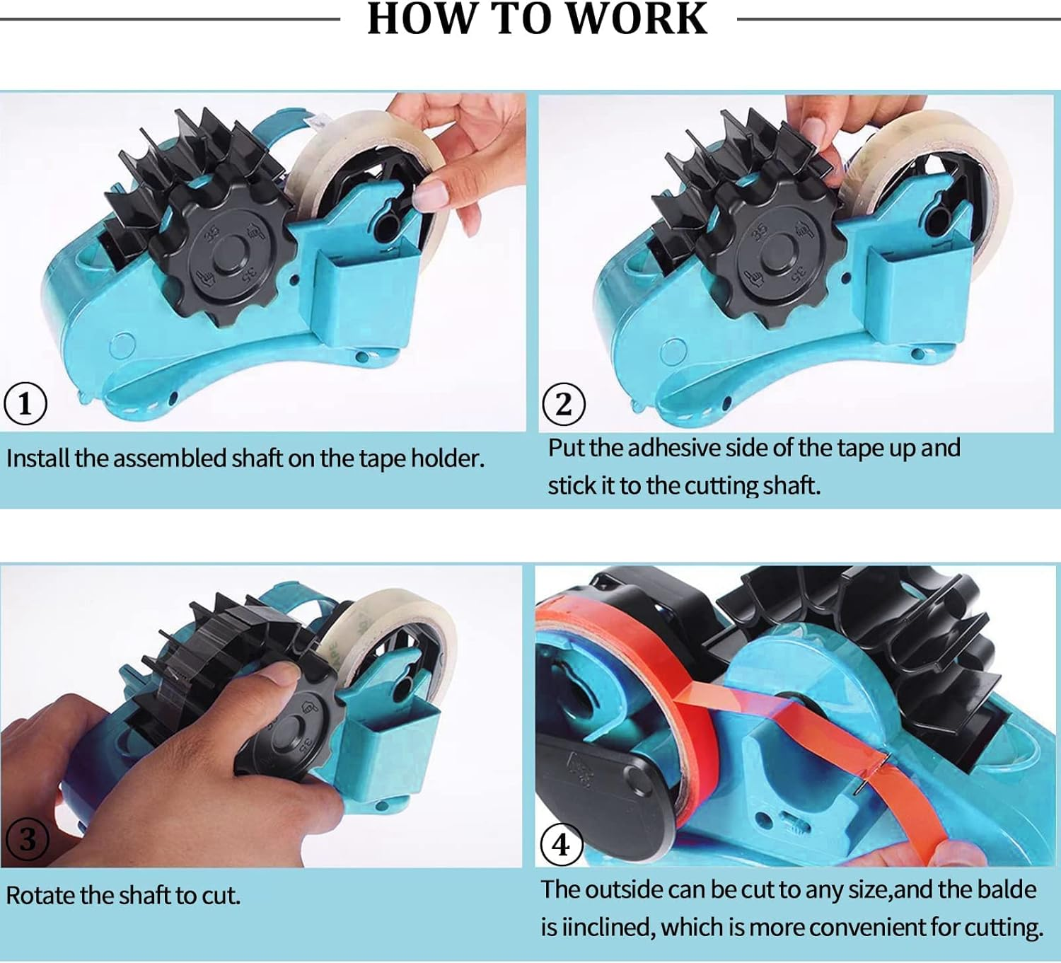 Blue Heat Tape Dispenser Sublimation - Multiple Roll Cut Heat Tape Dispenser Sublimation for Heat Transfer Tape, Semi-Automatic Tape Dispenser with Compartment Slots and 1" & 3" Double Reel Cores - Pink image number 7